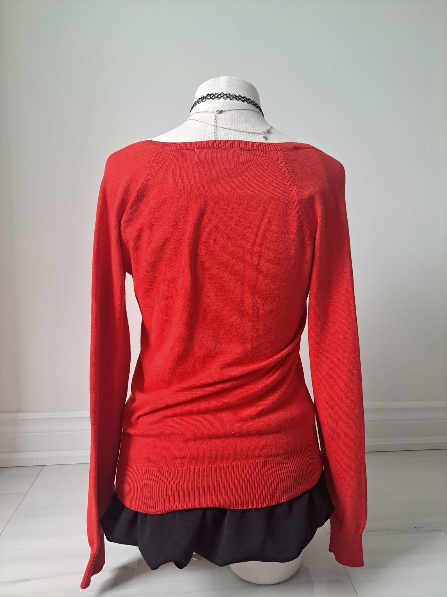 🧣Red Fitted V Neck Sweater Top - photo 3