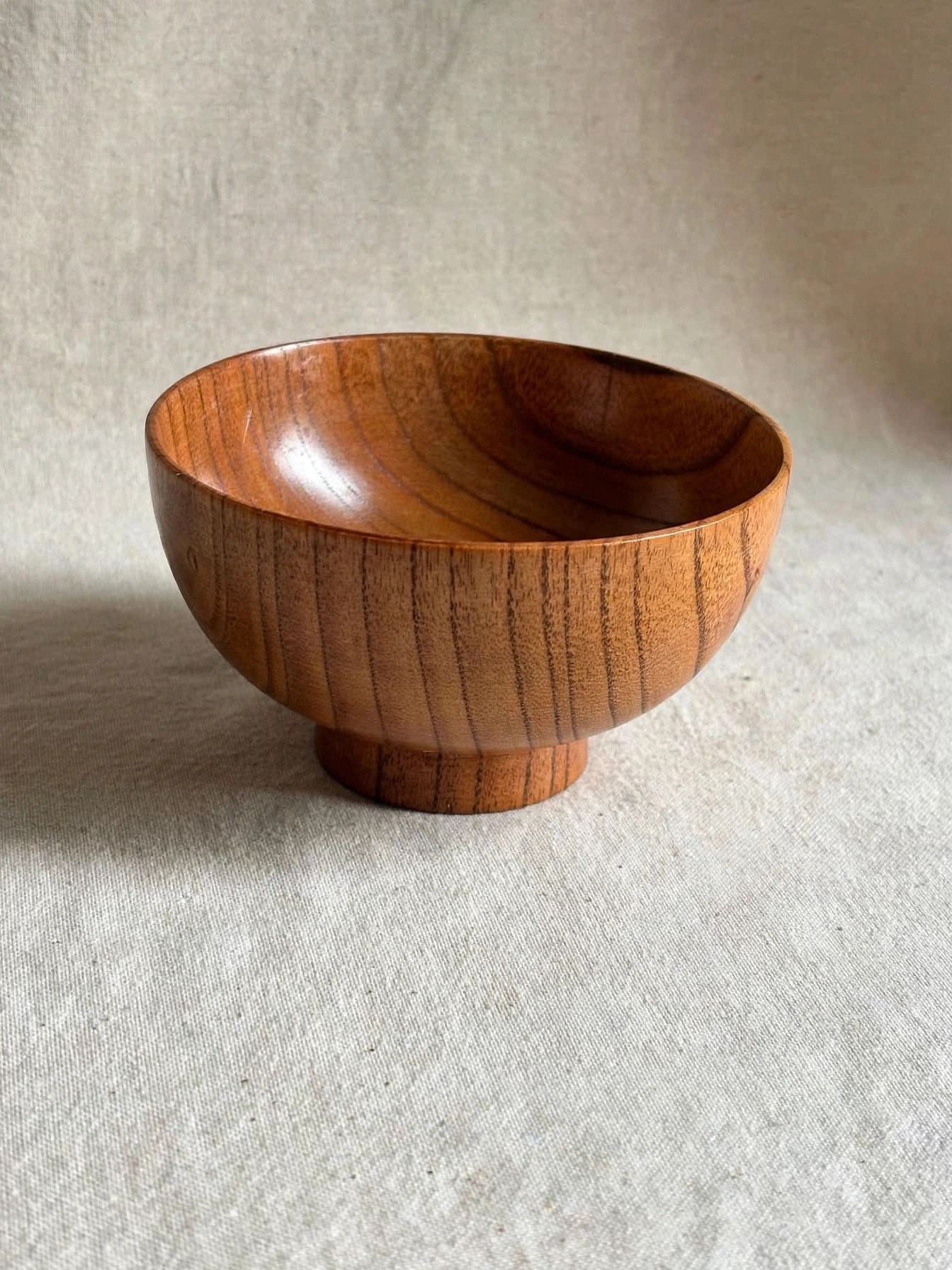 Small Mid-Century Modern Teak Wood Footed Bowl