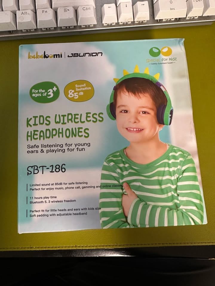 kakabomi Kids Bluetooth Headphones – Green Dinosaur, 85dB - photo 3