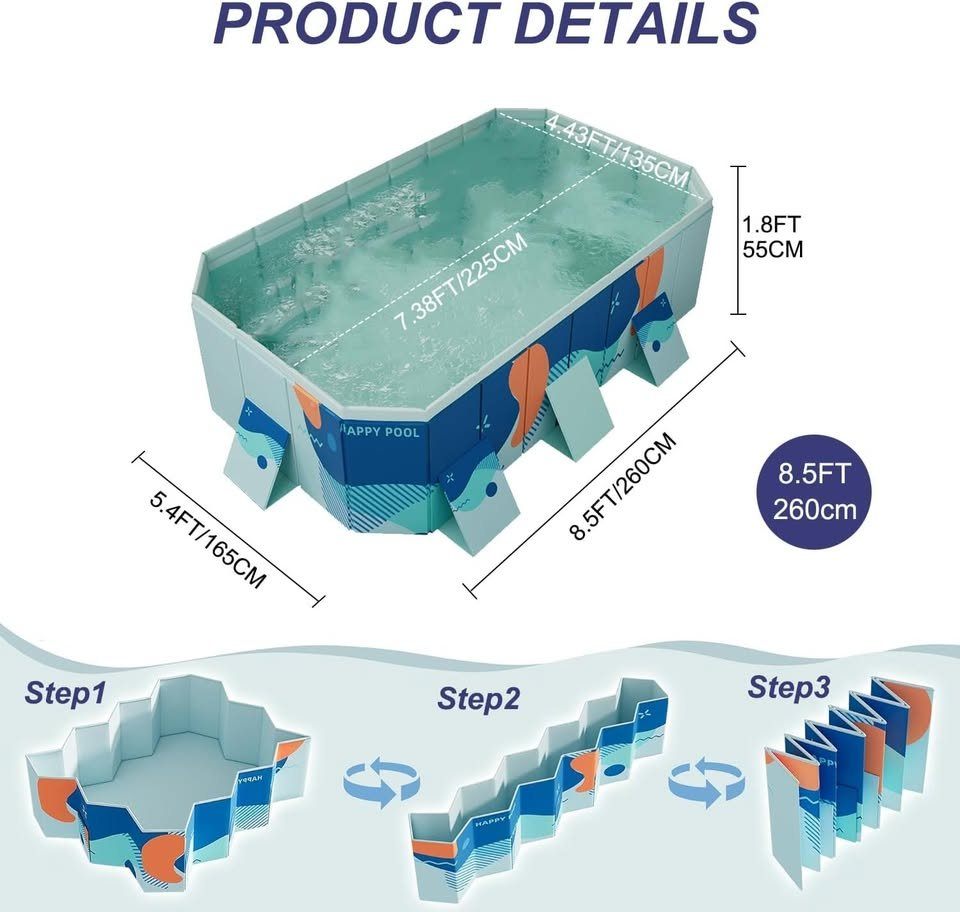 New Mugxnem Foldable Non Inflatable Large Swimming Pool, Large - photo 3