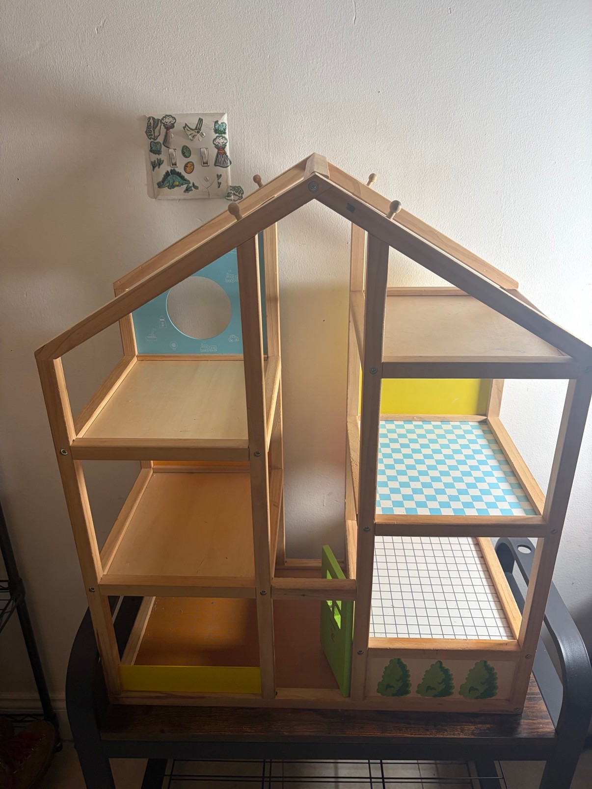 Wooden Dollhouse — Colorful Panels, Kids Toy