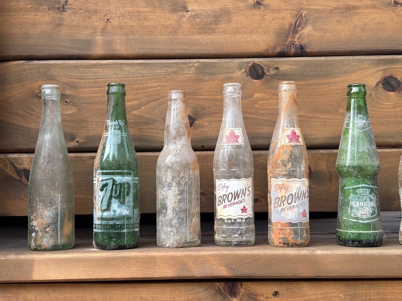 Vintage collection of glass bottles
