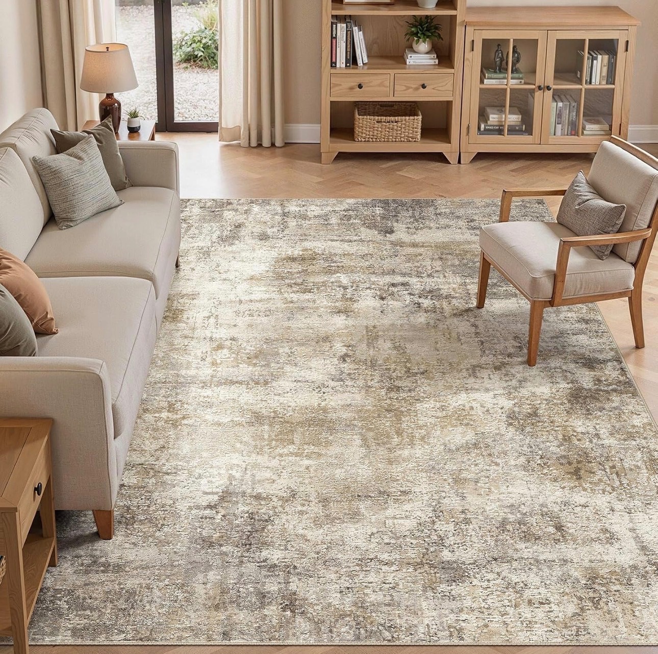 NEW: 8x10 Area Rugs Living Room: Washable Abstract Rug