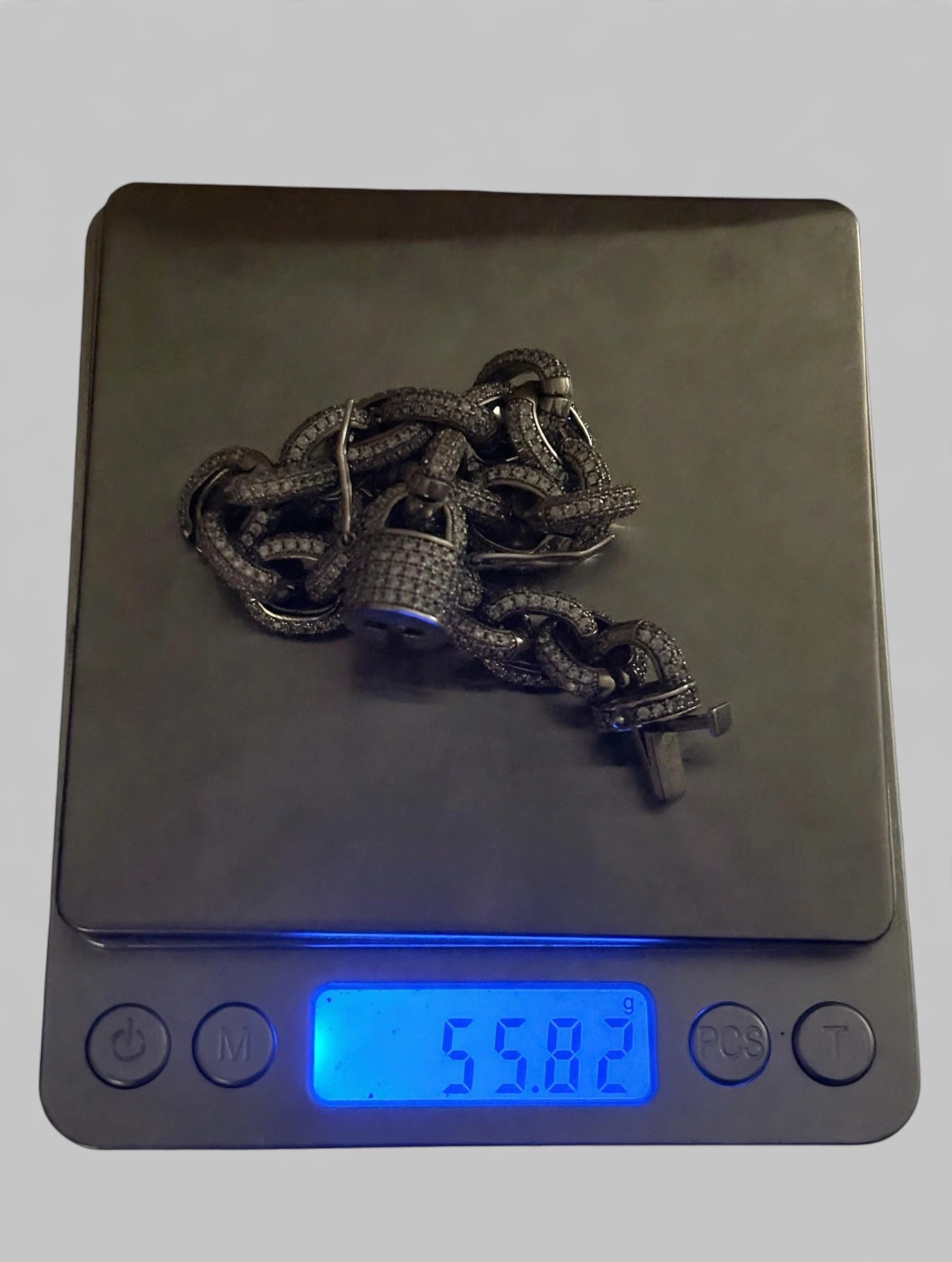 Iced-Out CZ Rolo Link Bracelet 925 Sterling Silver 8.25in - photo 5