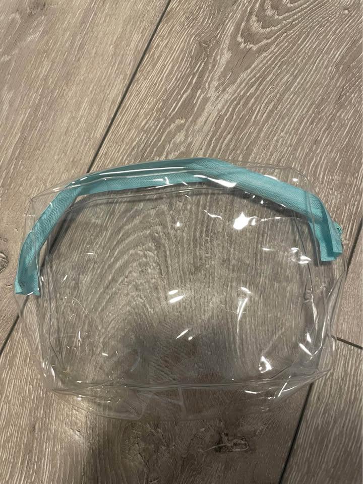 Clear Toiletry Bag with Teal Zipper