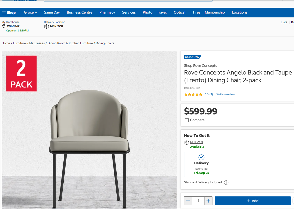 New 2-Pack Dining Chairs (4 Sets Available)