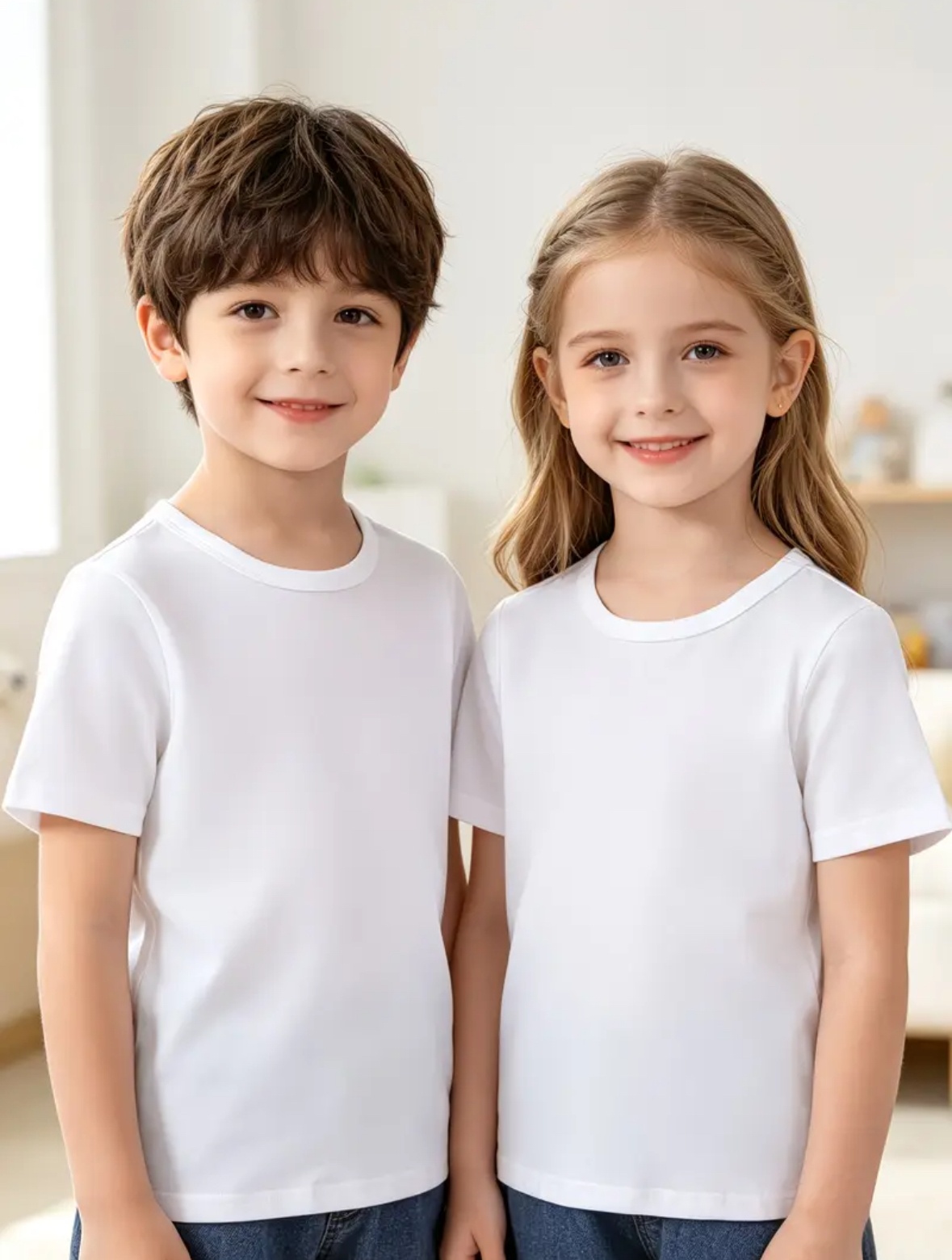 White 100% Cotton T-Shirt Size 130 boy girl for Tie Dye Crafts - photo 2