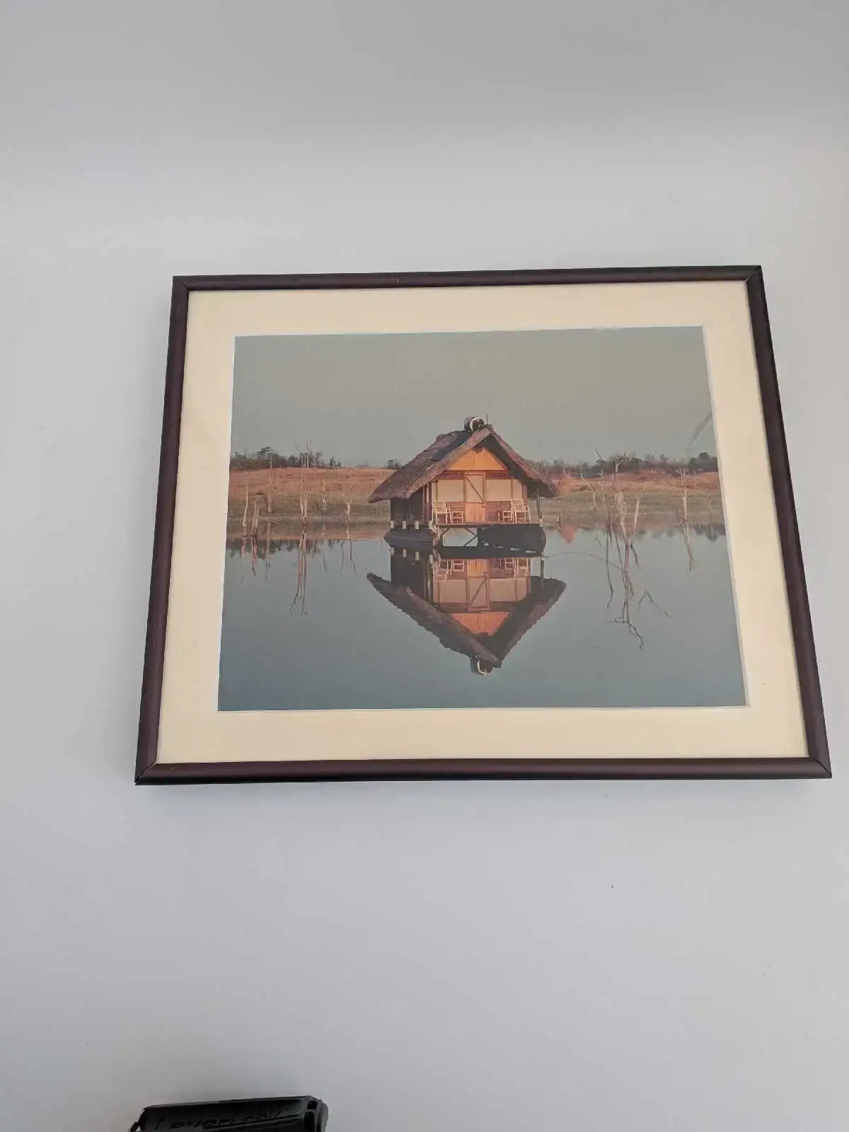 Framed Lake House Landscape Art