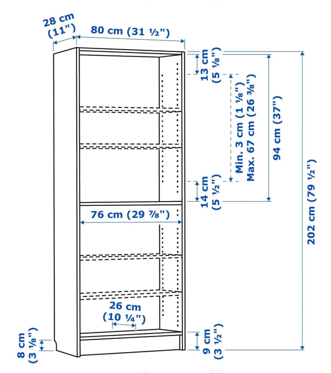 IKEA BILLY Bookcase – Black-Brown 80 × 202 cm - photo 3