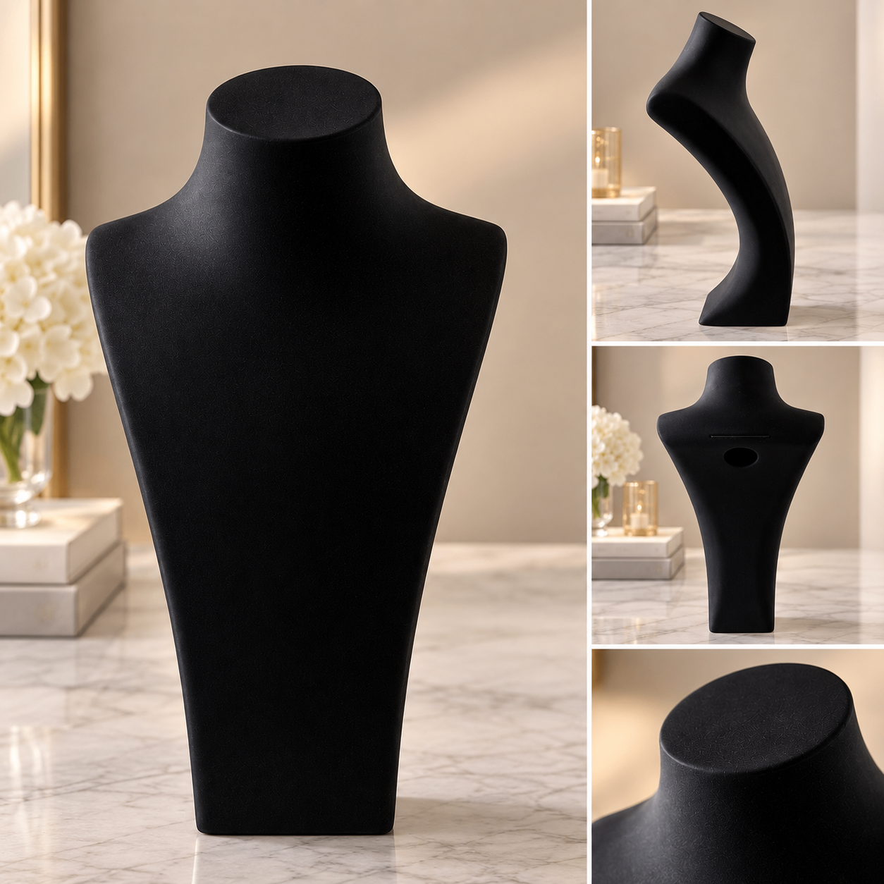Black Modern Necklace Display Bust / Jewelry Stand