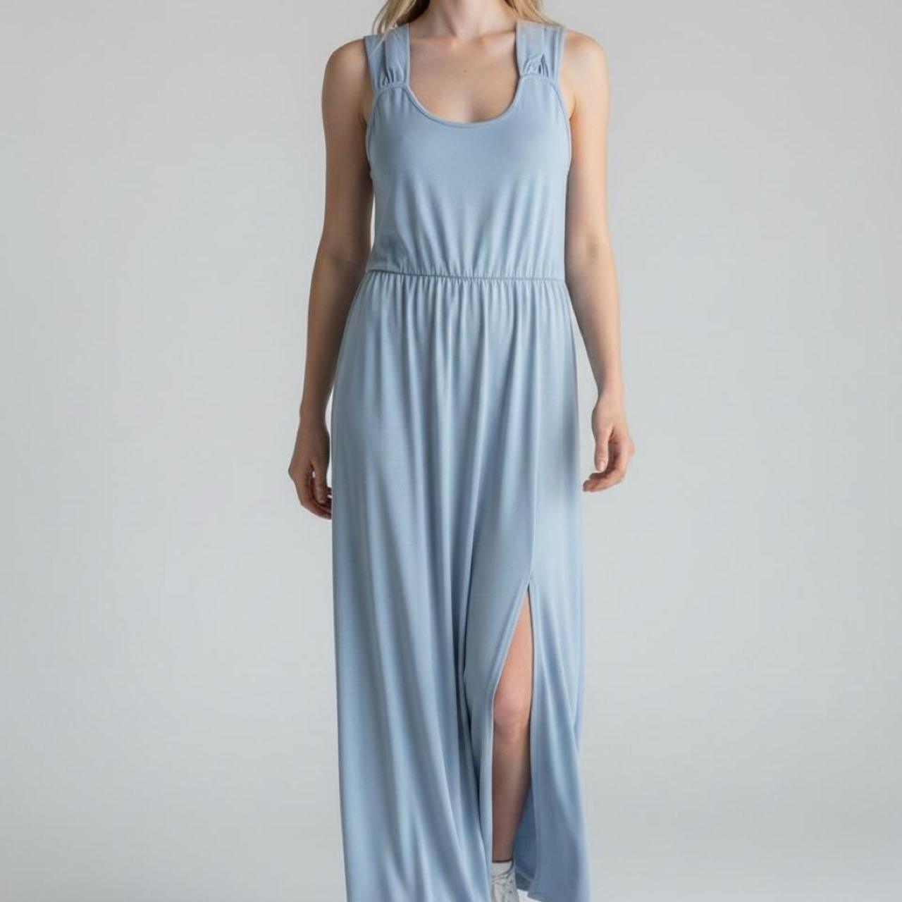 Light Blue Maxi Dress Side Slit – Size L – Brand New