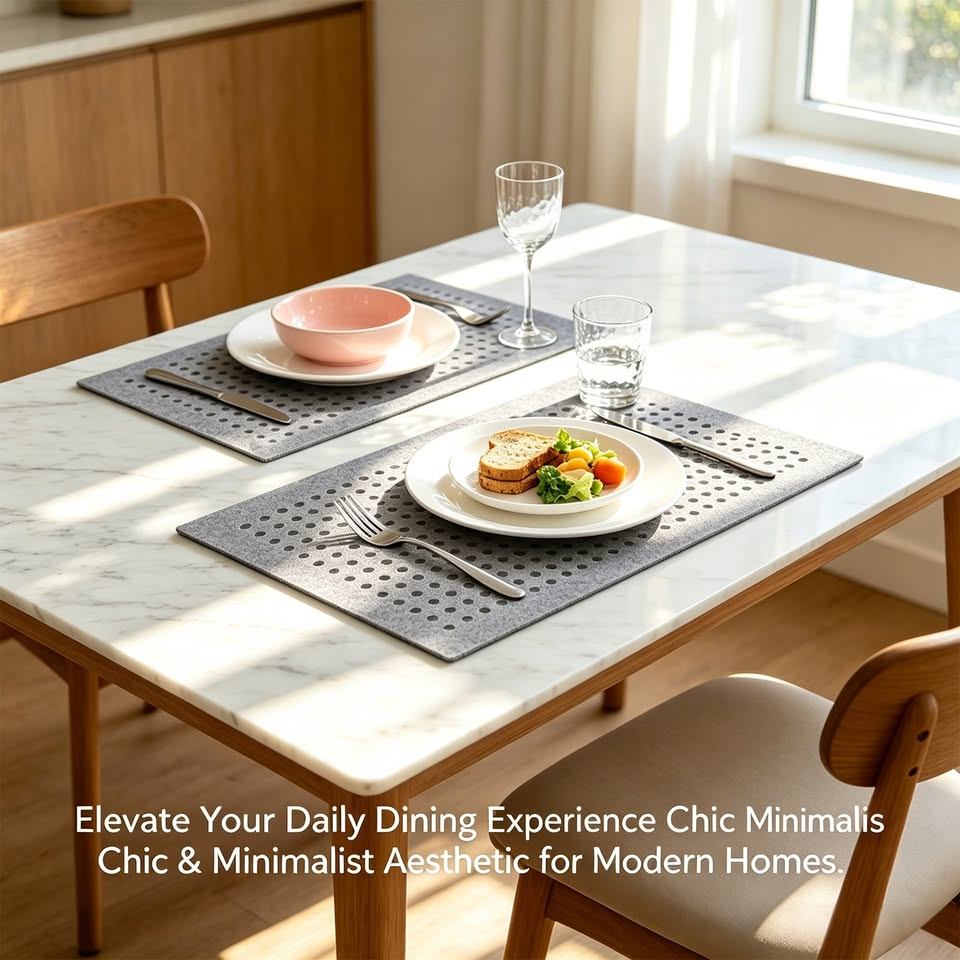 Grey Felt Placemats – Set of 4, 17.3 x 11.4 in - photo 2