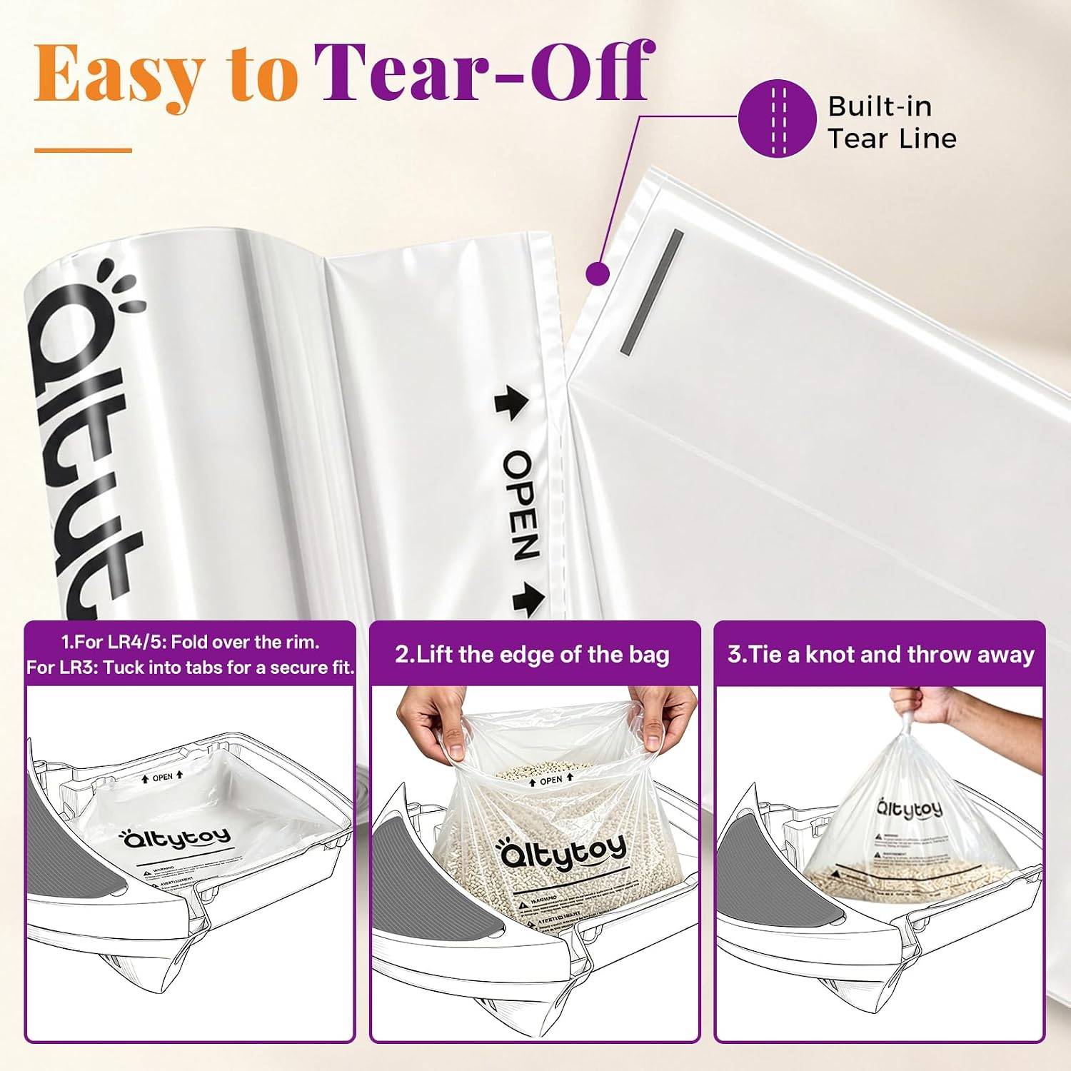 NEW~ 180 Cat Litter Waste Bags – Fits Litter-Robot 3/4/5 - photo 3