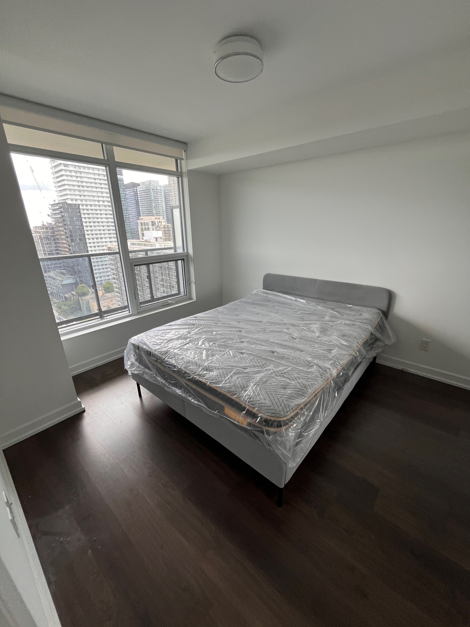 Queen Mattress (Used Once) + IKEA SLATTUM Grey Bed Frame