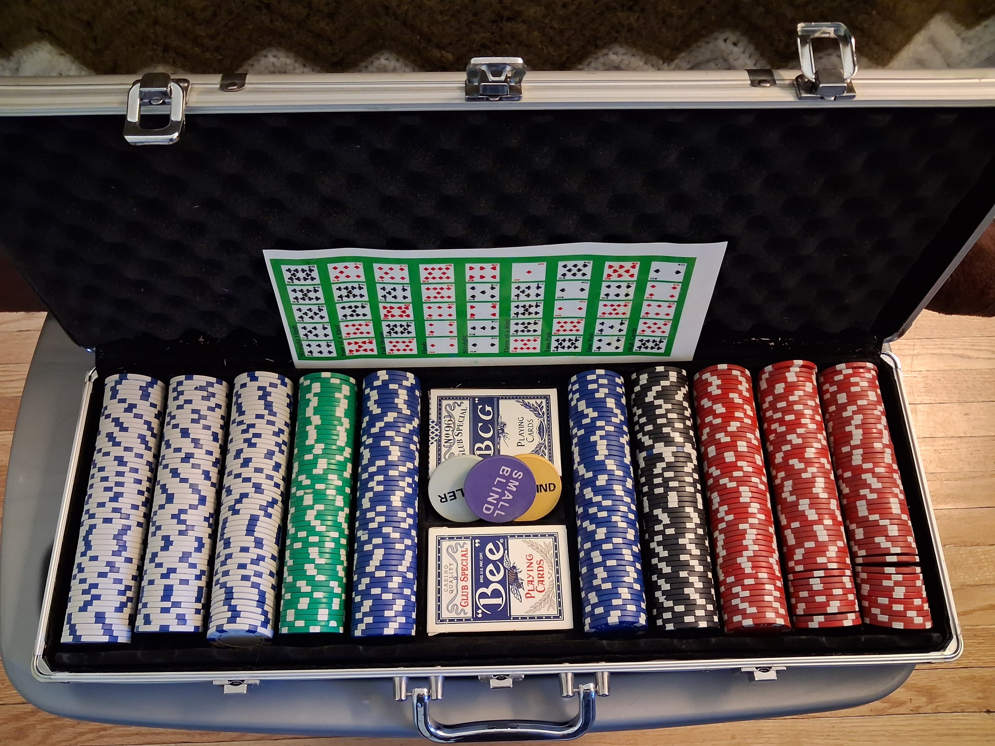 Bee Cards 500 Chip Poker Set in Aluminum Case