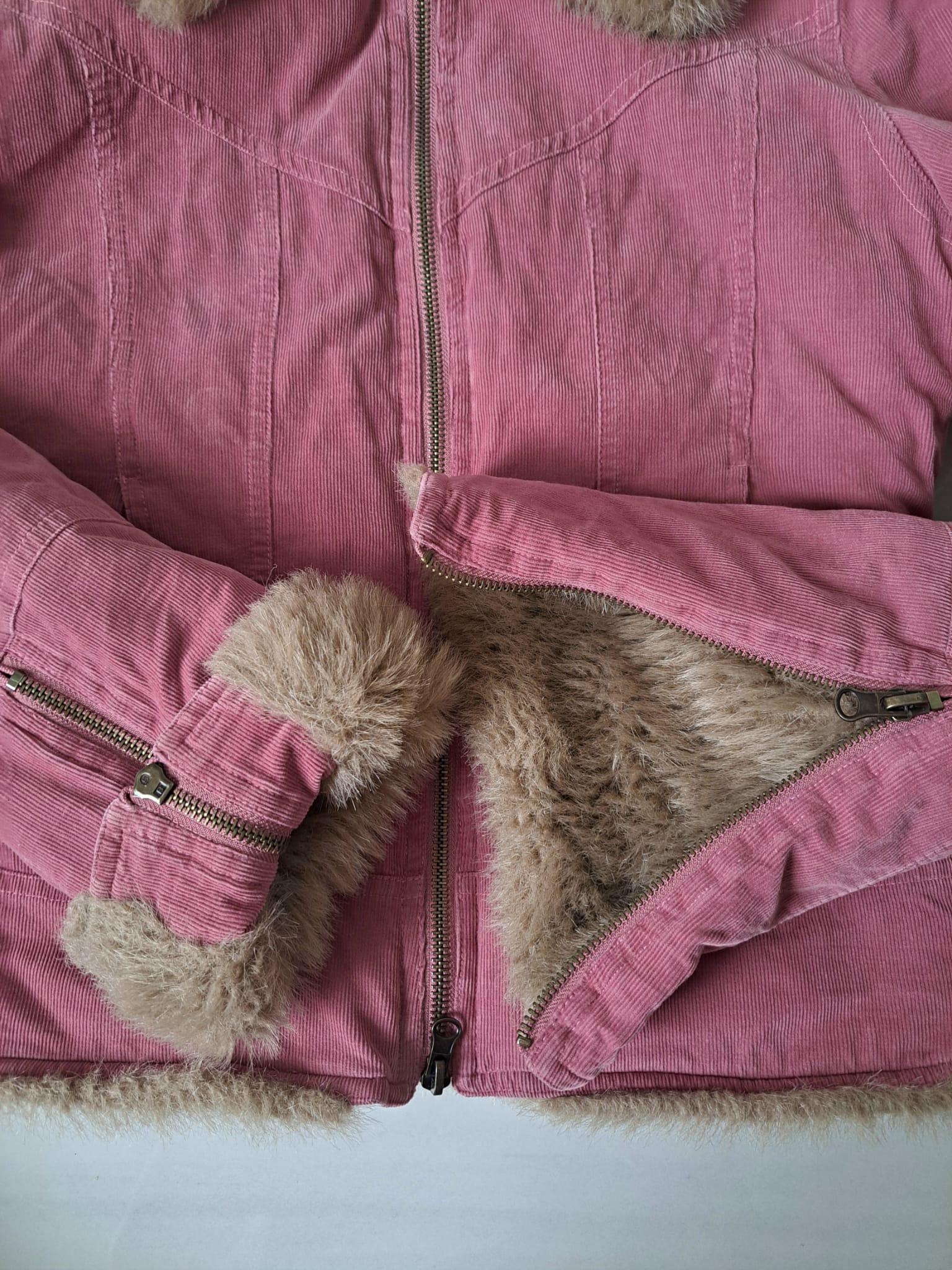 🎀 Y2K Dusty Pink Faux Fur Lined Corduroy Jacket - photo 5