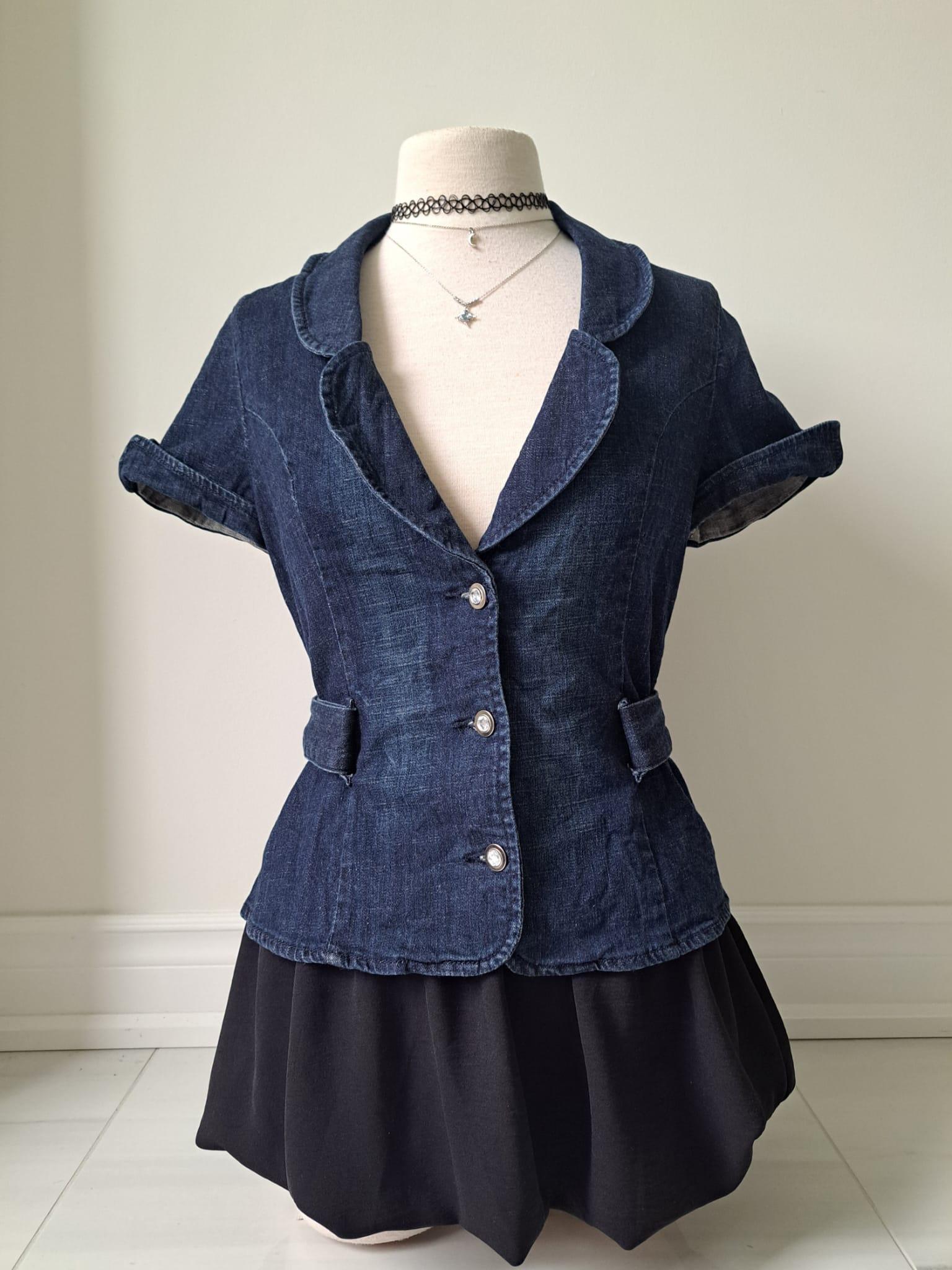 💙 Y2K GUESS Denim Short Sleeve Blazer Top