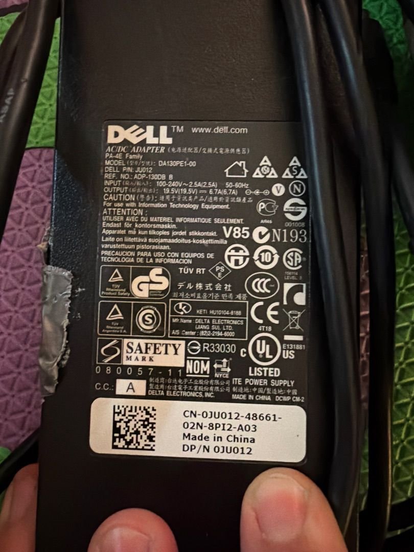 Dell 130W Laptop Charger DA130PE1-00 (PA-4E), 19.5V 6.7A