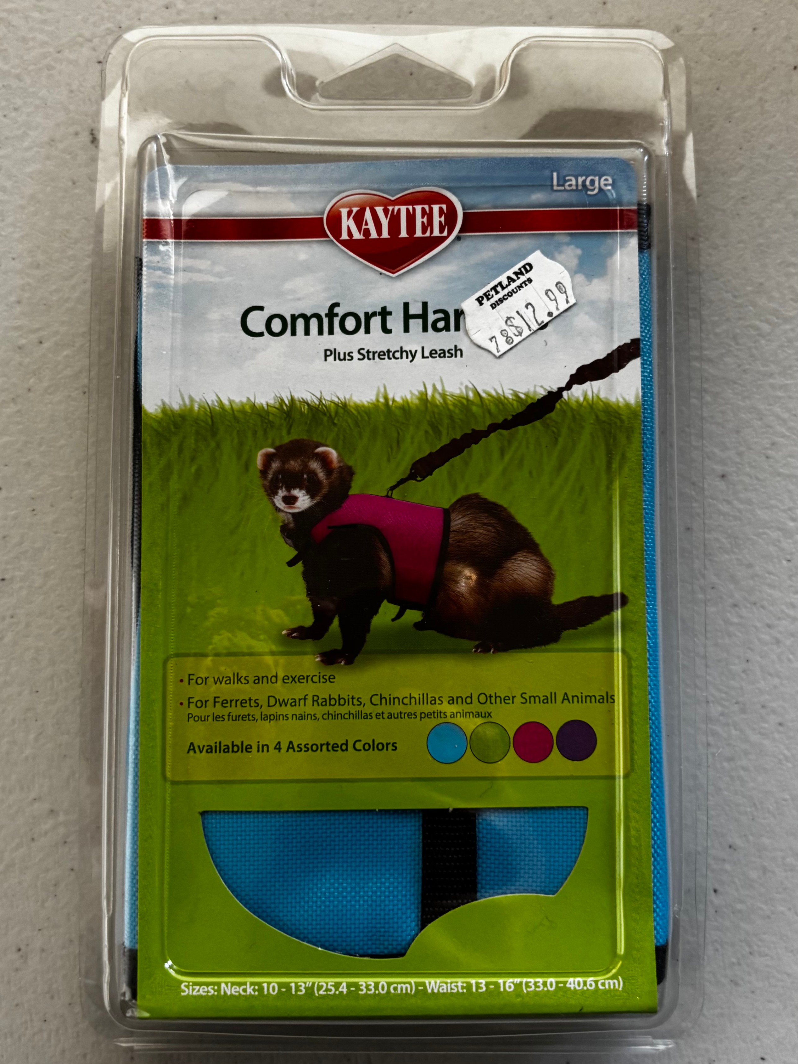 Kaytee Large Small Animal Stretchy Leash Harness Blue