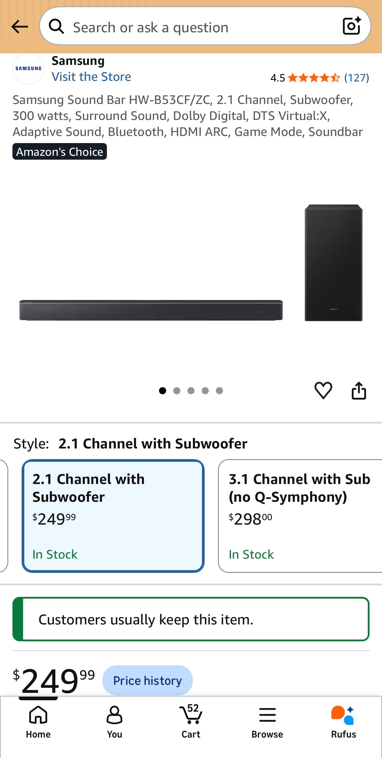 Samsung Sound Bar Subwoofer 300watts Surround Sound Dolby DTS - photo 2