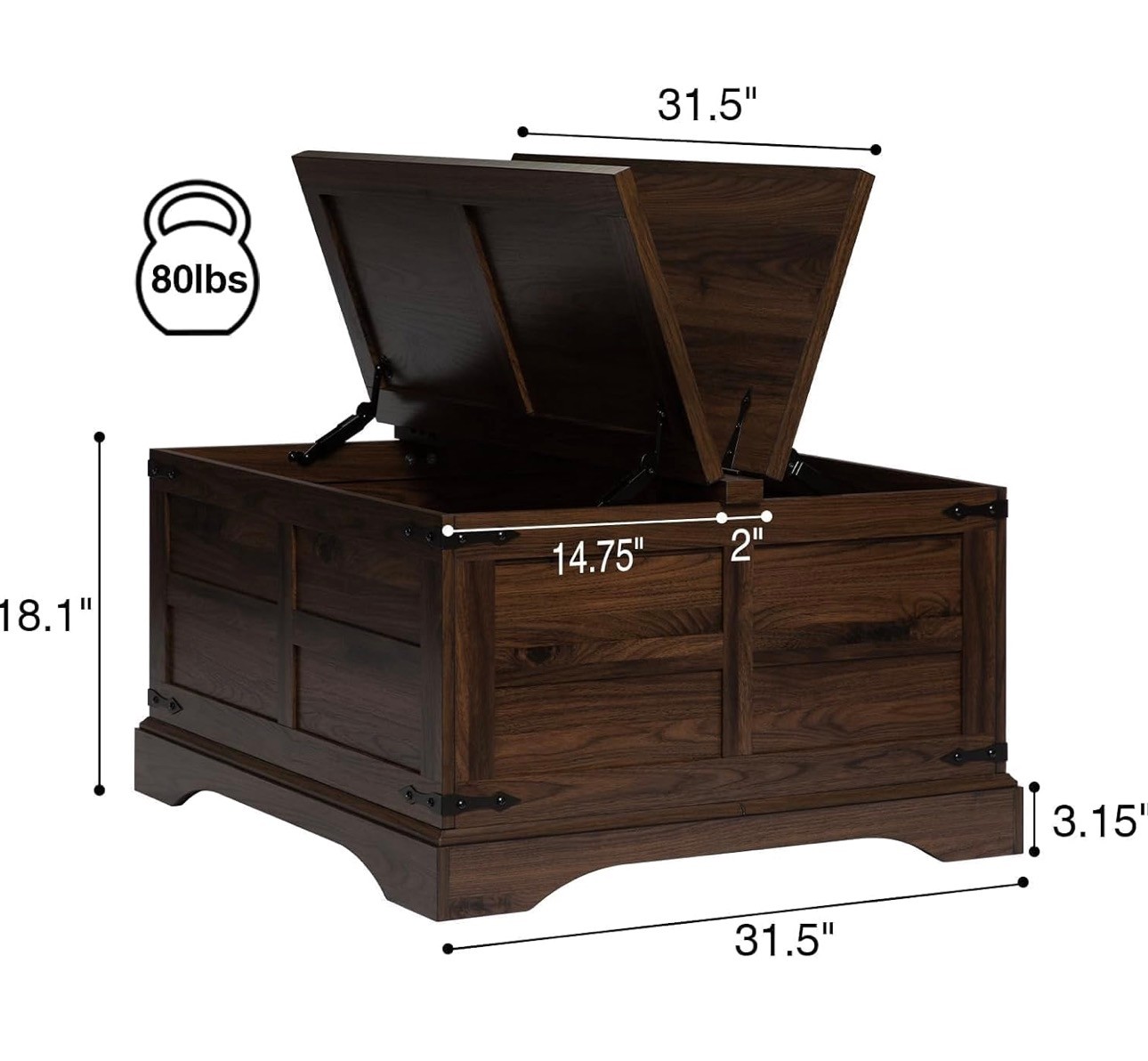 NEW: Wood Coffee w/ Table Hinged Lift Top Large Hidden Storage - photo 2