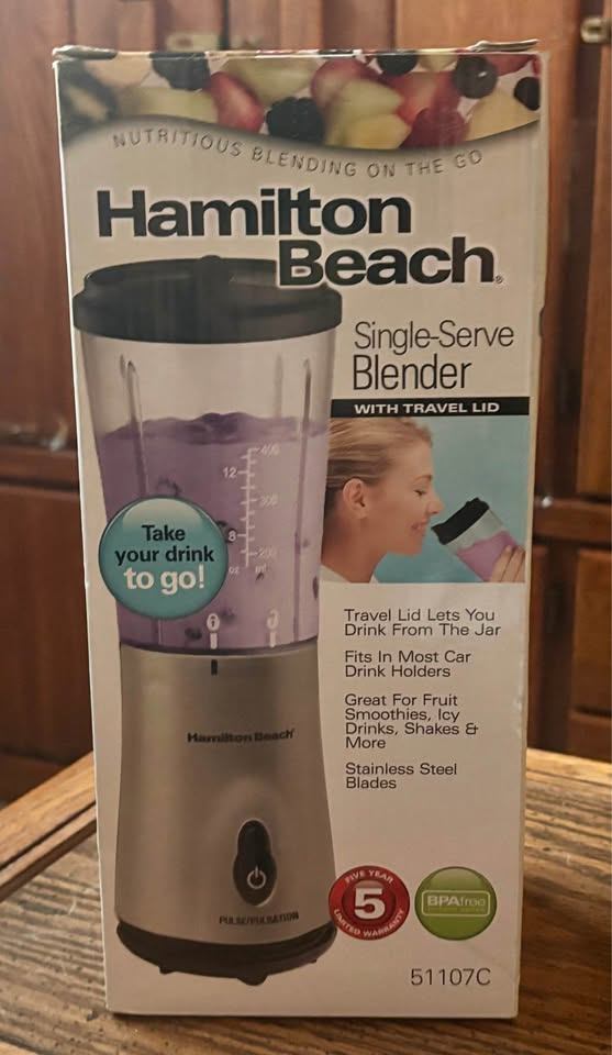 BNIB Hamilton Beach Single Serve Blender w/Travel Lid