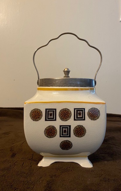 Vintage Sandland Hanley Art Deco Ceramic Biscuit Barrel, 1940s - photo 2