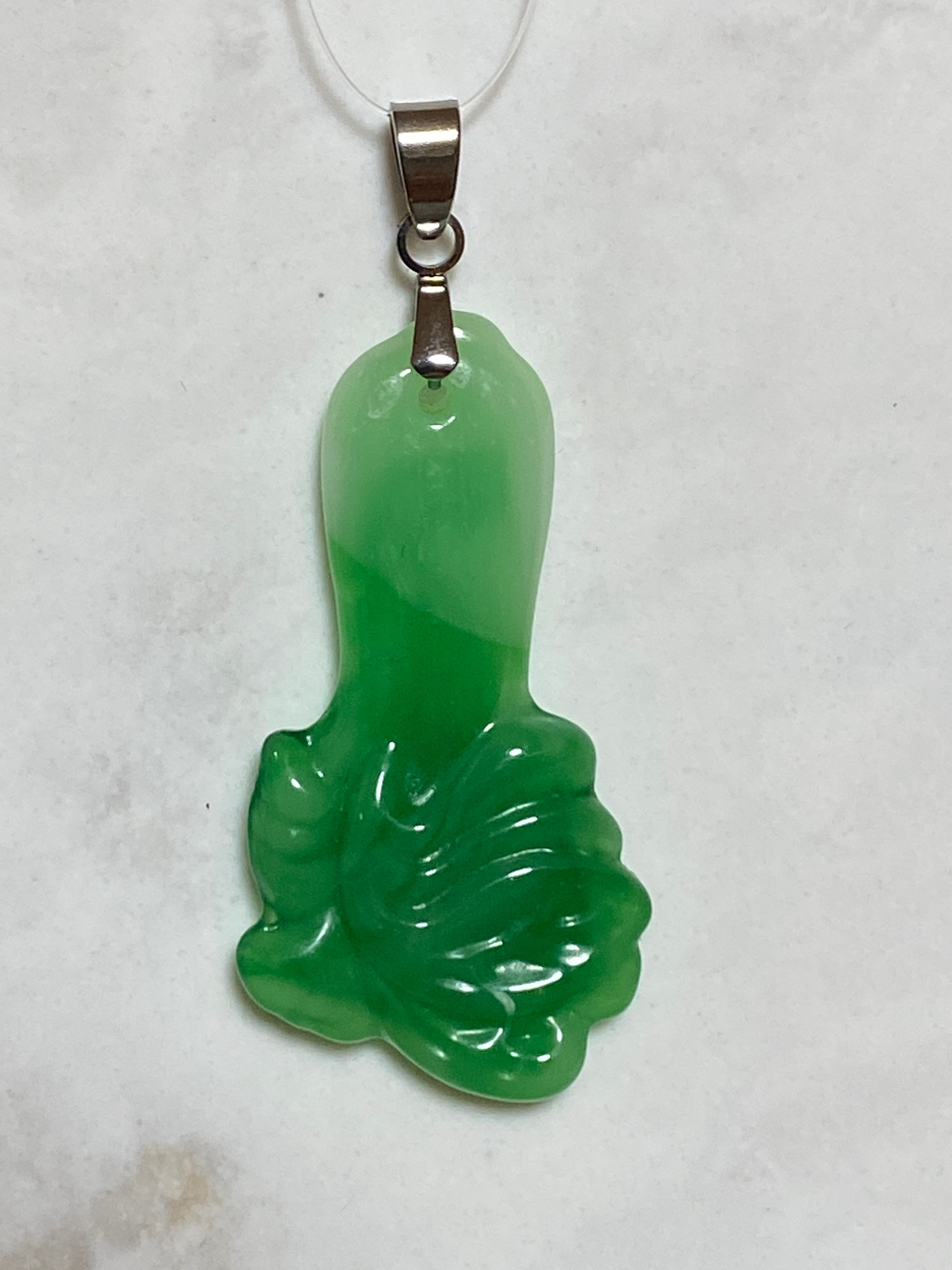 Cute Green Agate Vegetable Pendant - photo 2