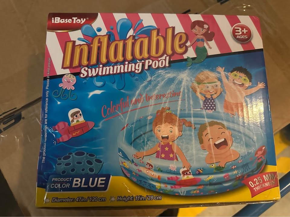 Kids Inflatable Paddling Pool – Blue, 47 x 11 in