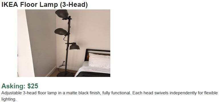 IKEA Floor Lamp (3-Head)