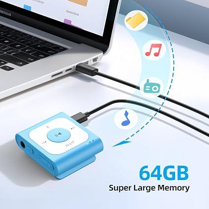 Mini Clip MP3 Player with Bluetooth 5.3 & FM Radio (Blue) - photo 4