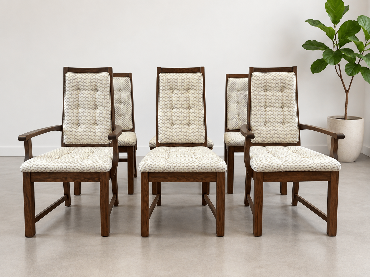 mid century modern walnut dining chairs