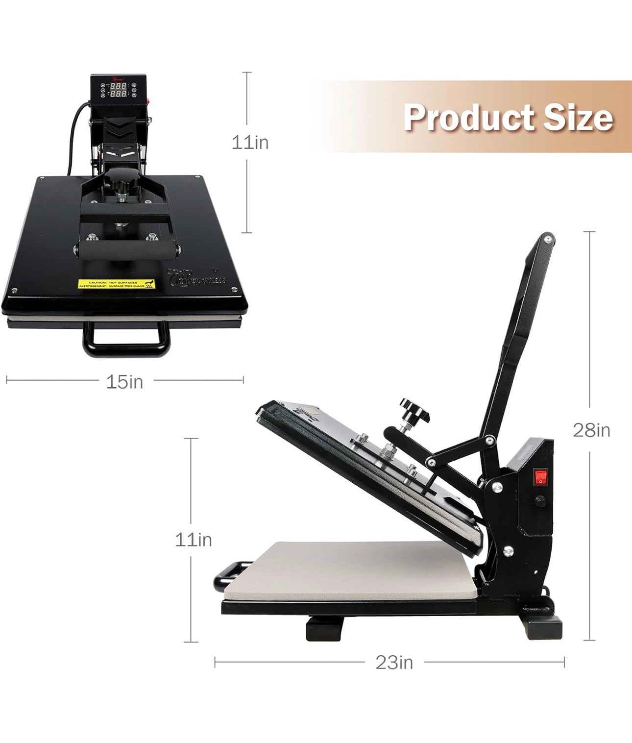 PowerPress Industrial-Quality Digital Heat Press Machine 15x15" - photo 2