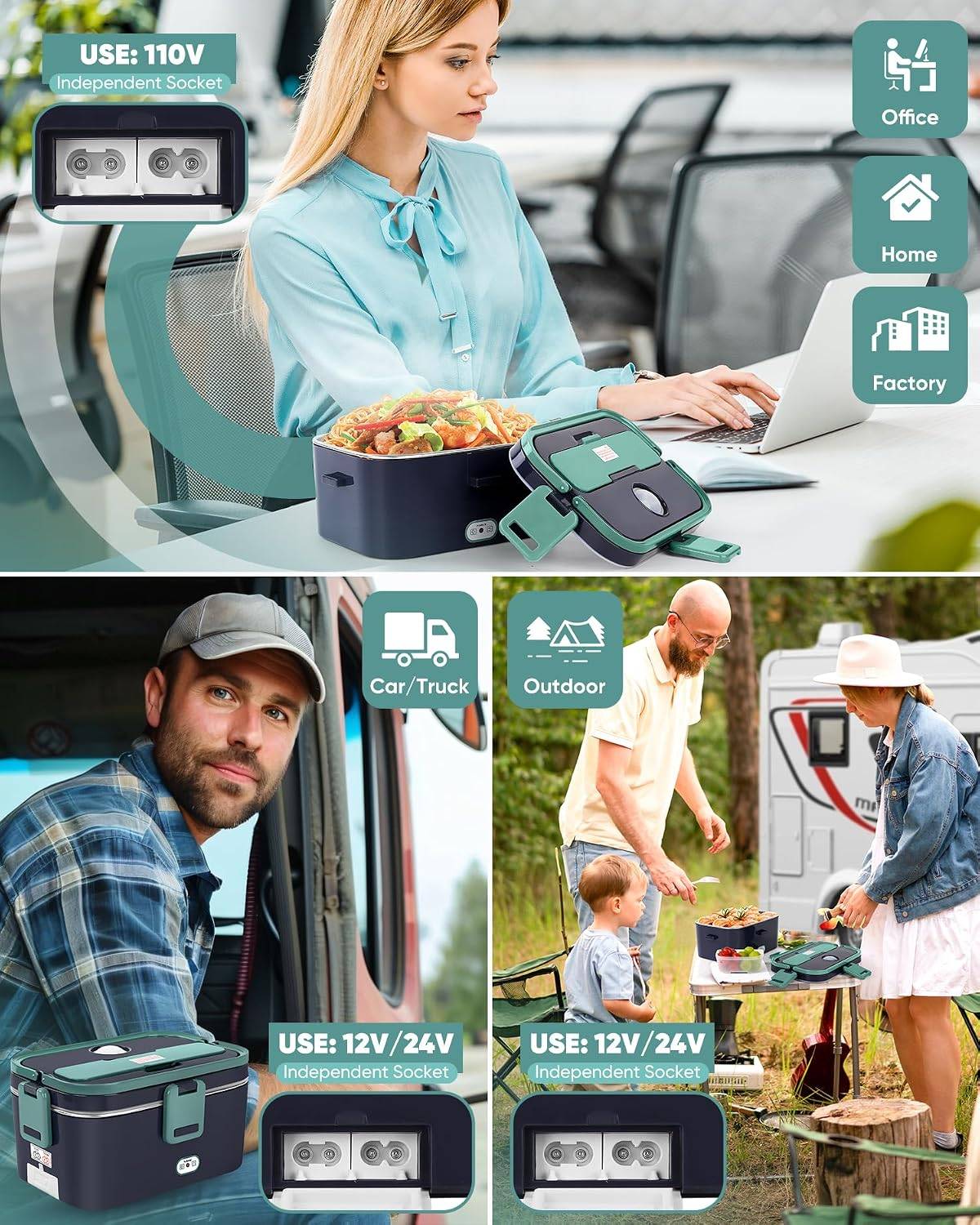 Electric Lunch Box Food Heater 100W 1.8L Stainless Steel - photo 2