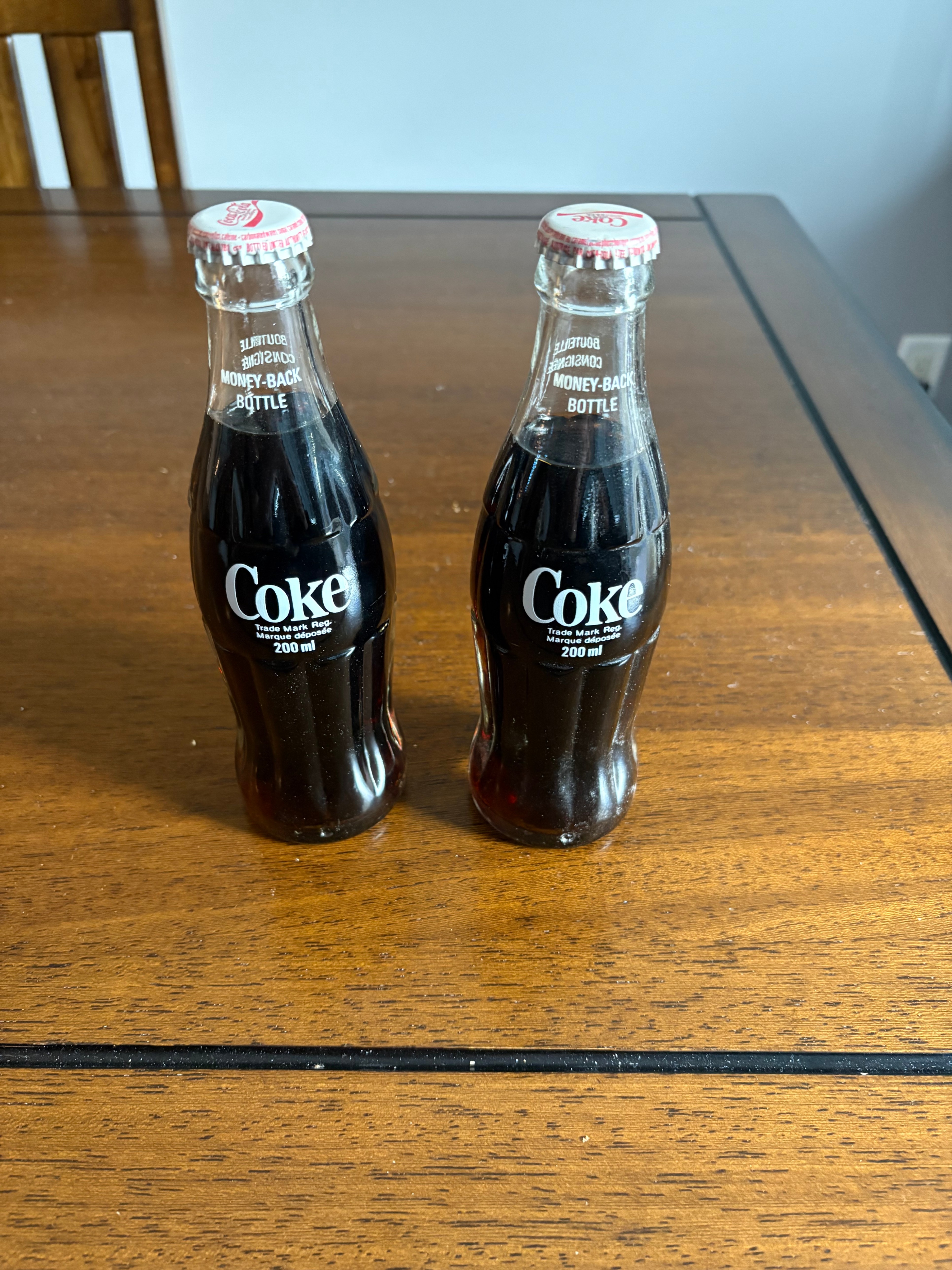 Two Vintage 200ml Coca-Cola Glass Bottles