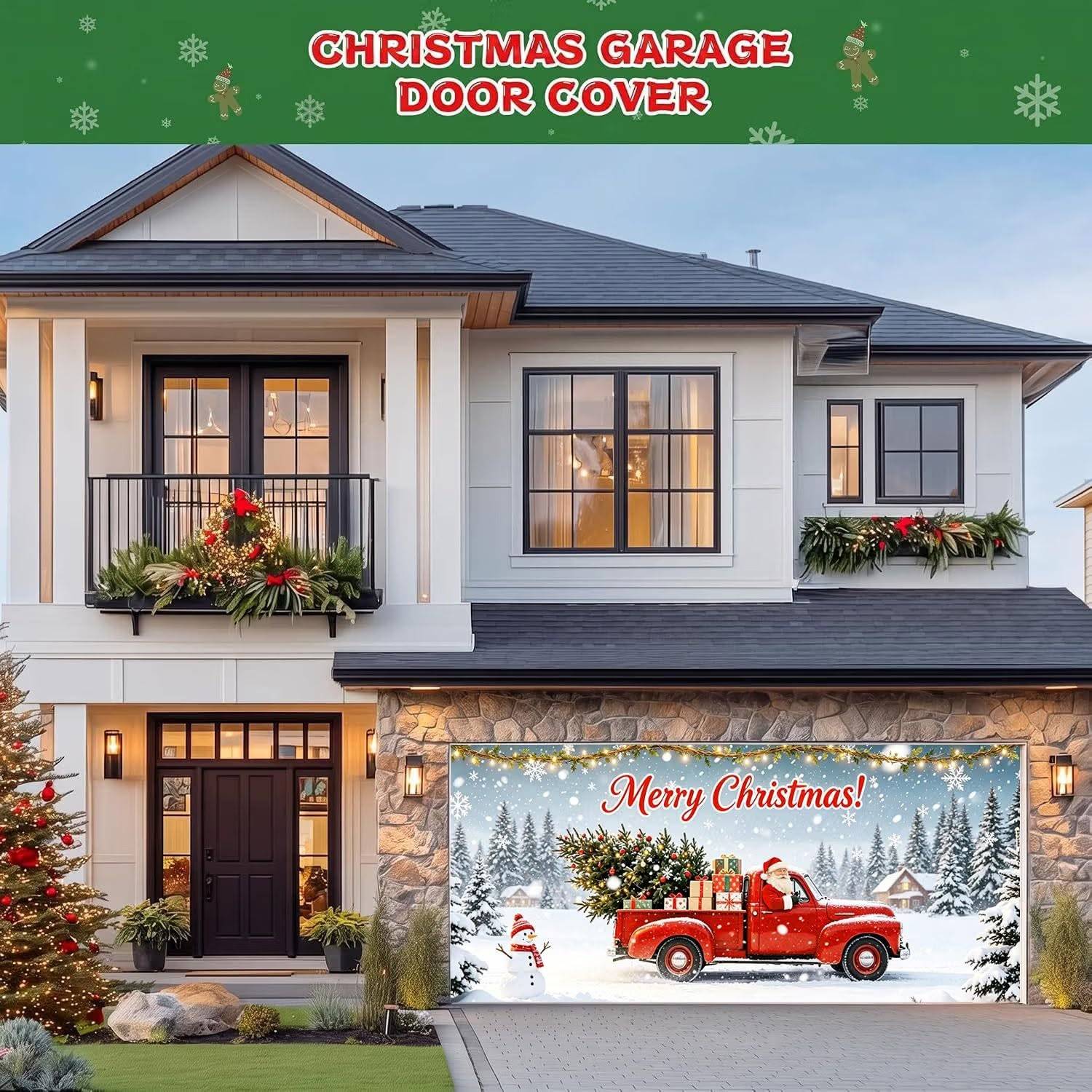 Christmas Garage Door Cover Decoration Banner 7 x 16 ft - photo 2
