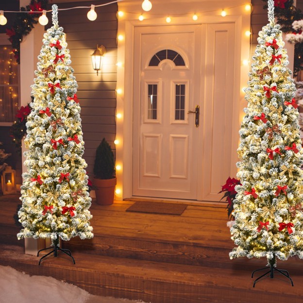 7.5ft Pre‑Lit Pencil Snow‑Flocked Christmas Tree - photo 4