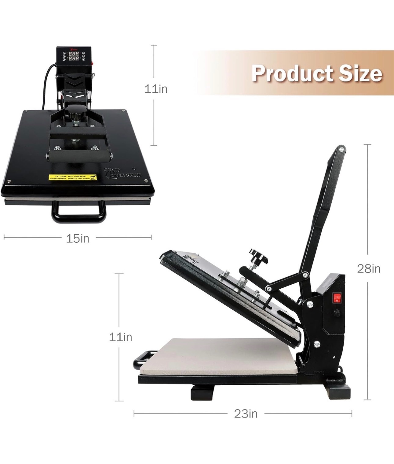 PowerPress Industrial-Quality Digital Heat Press Machine 15x15"