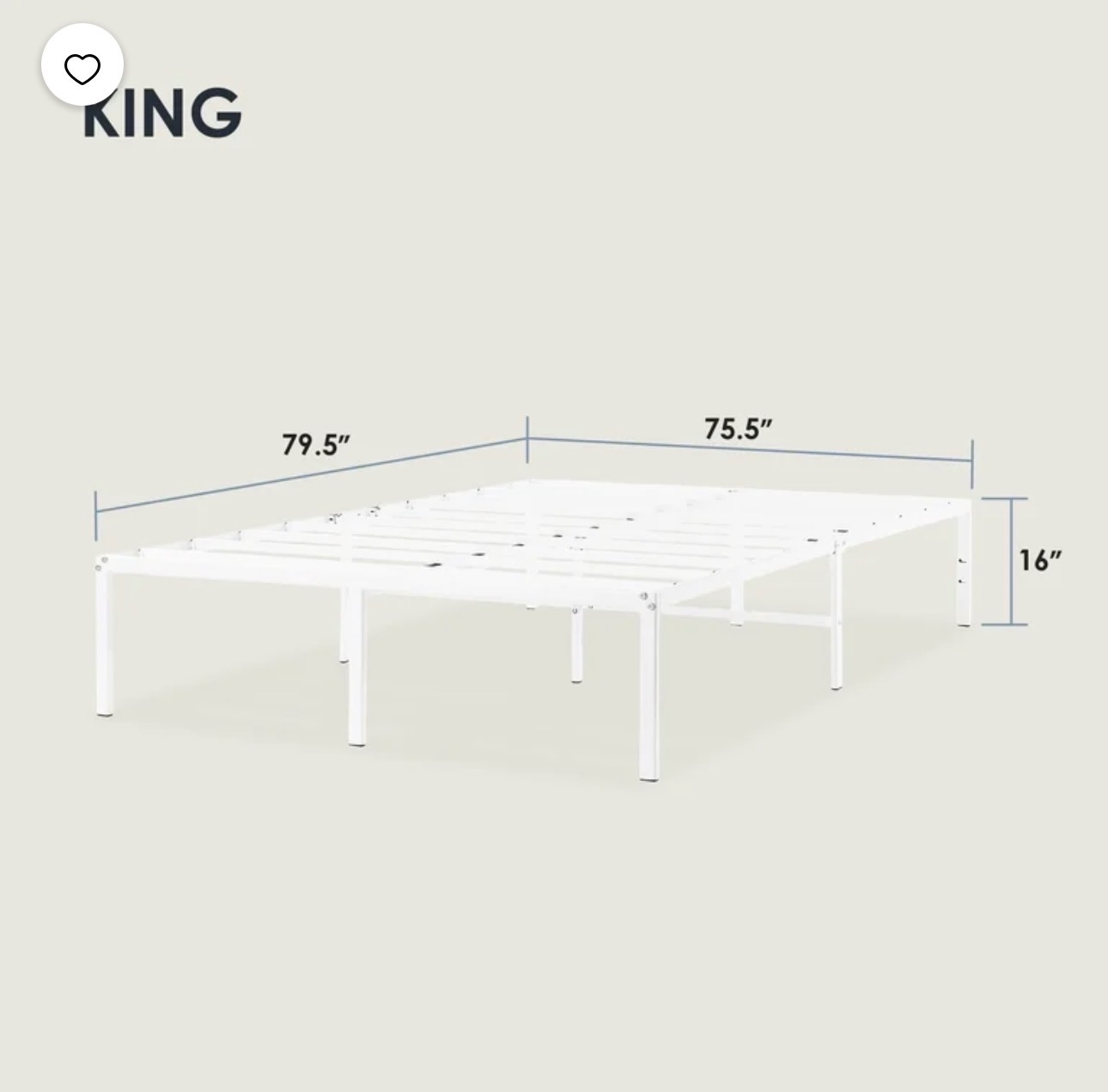 Mellow Mattress 16" Metal Platform Bed Frame King Heavy Duty - photo 2