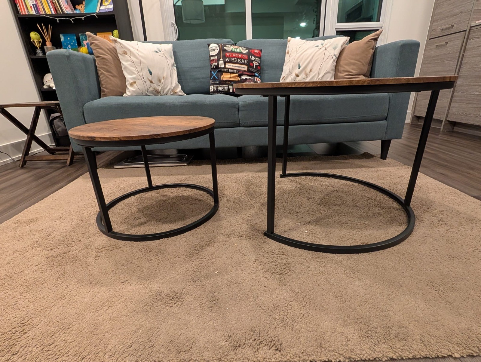 Set of 2 Round Nesting Coffee Tables – Rustic Brown - photo 2