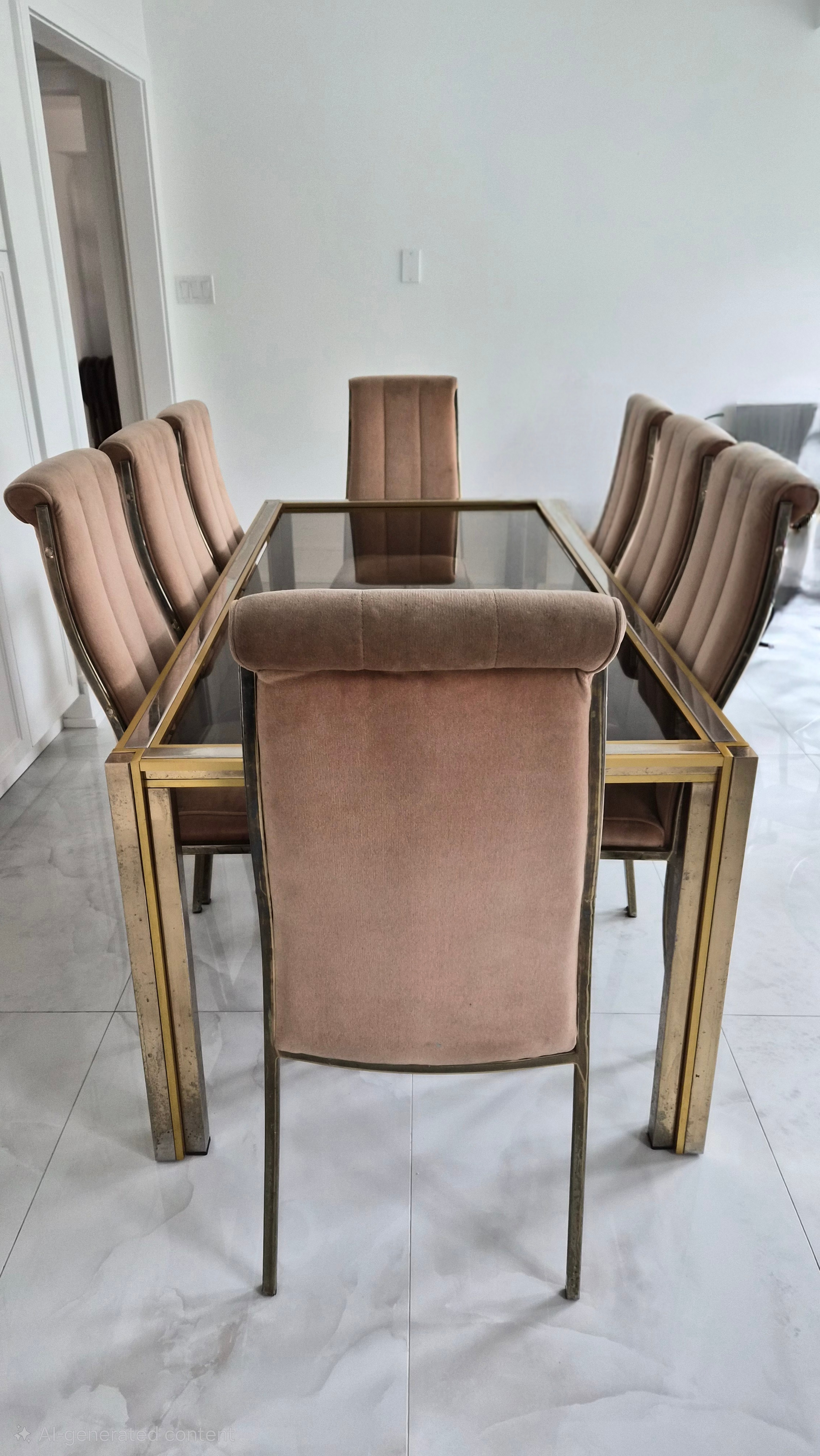 Vintage‑Inspired 80s Modern Glam Dining Set — Table + 8 Chairs
