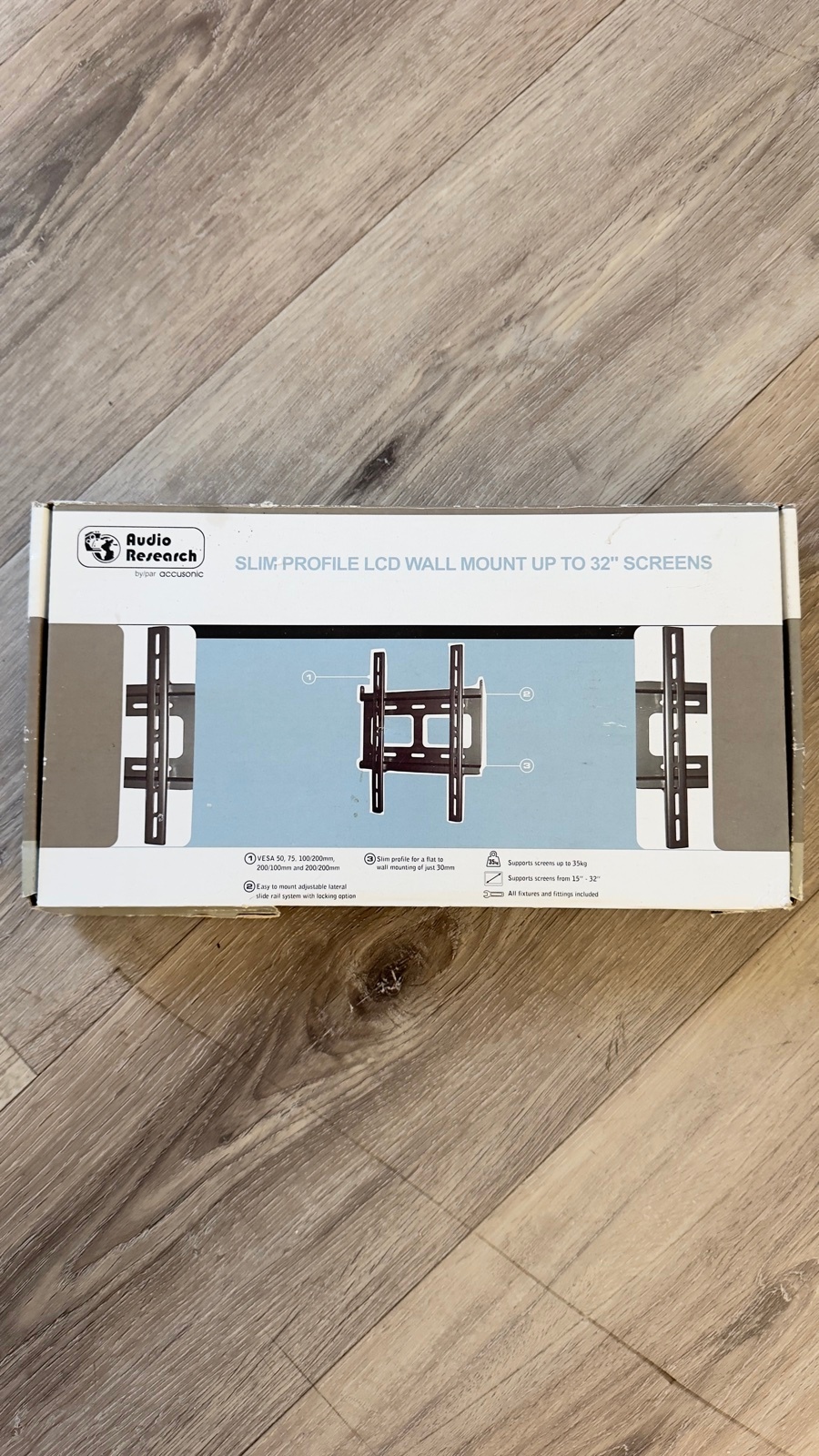 Slim TV Wall Mount for 15–32" Screens – Audio Research, in Box