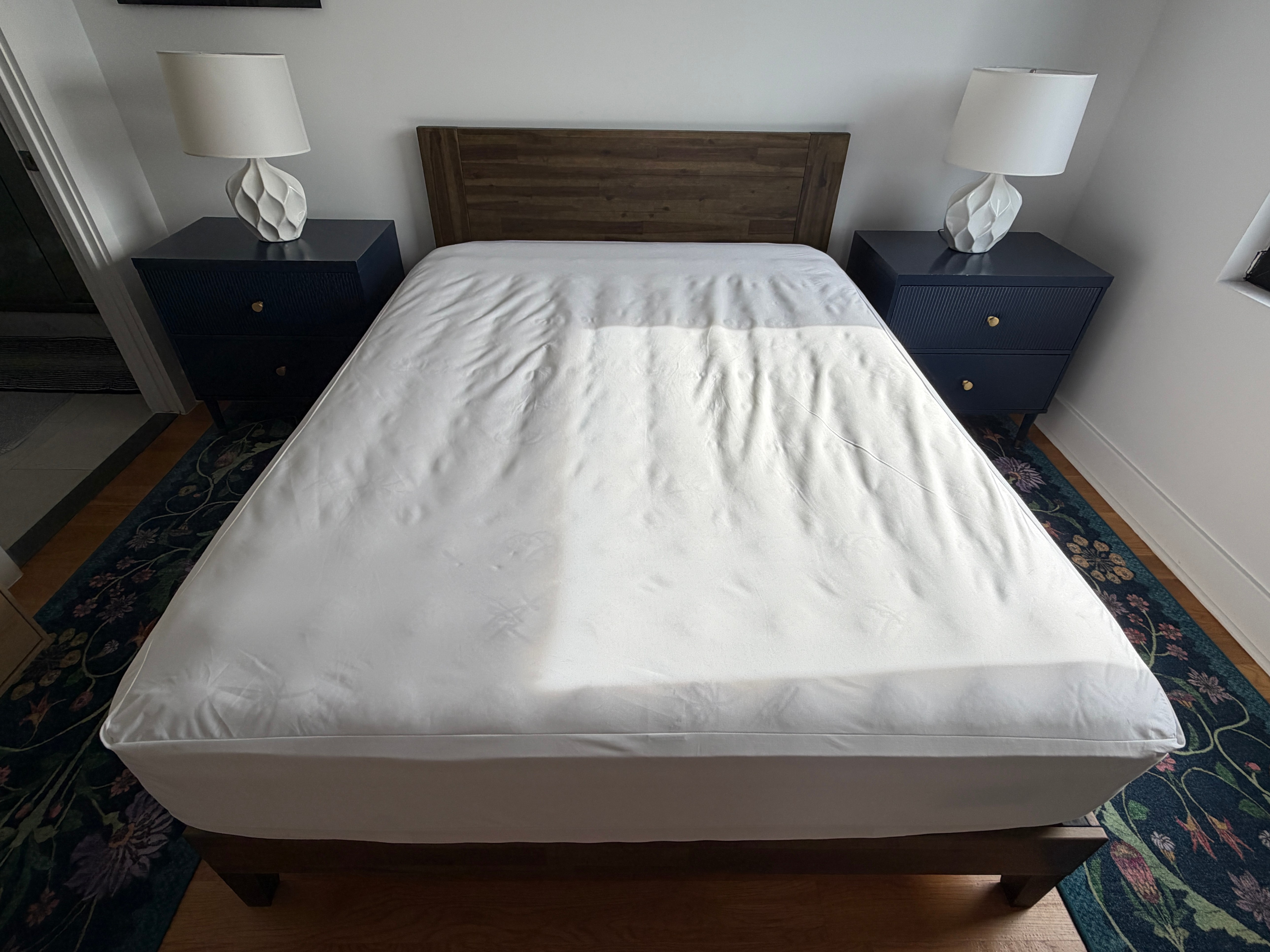 Queen Size Bed with Slat Style Frame and King Koil Mattress