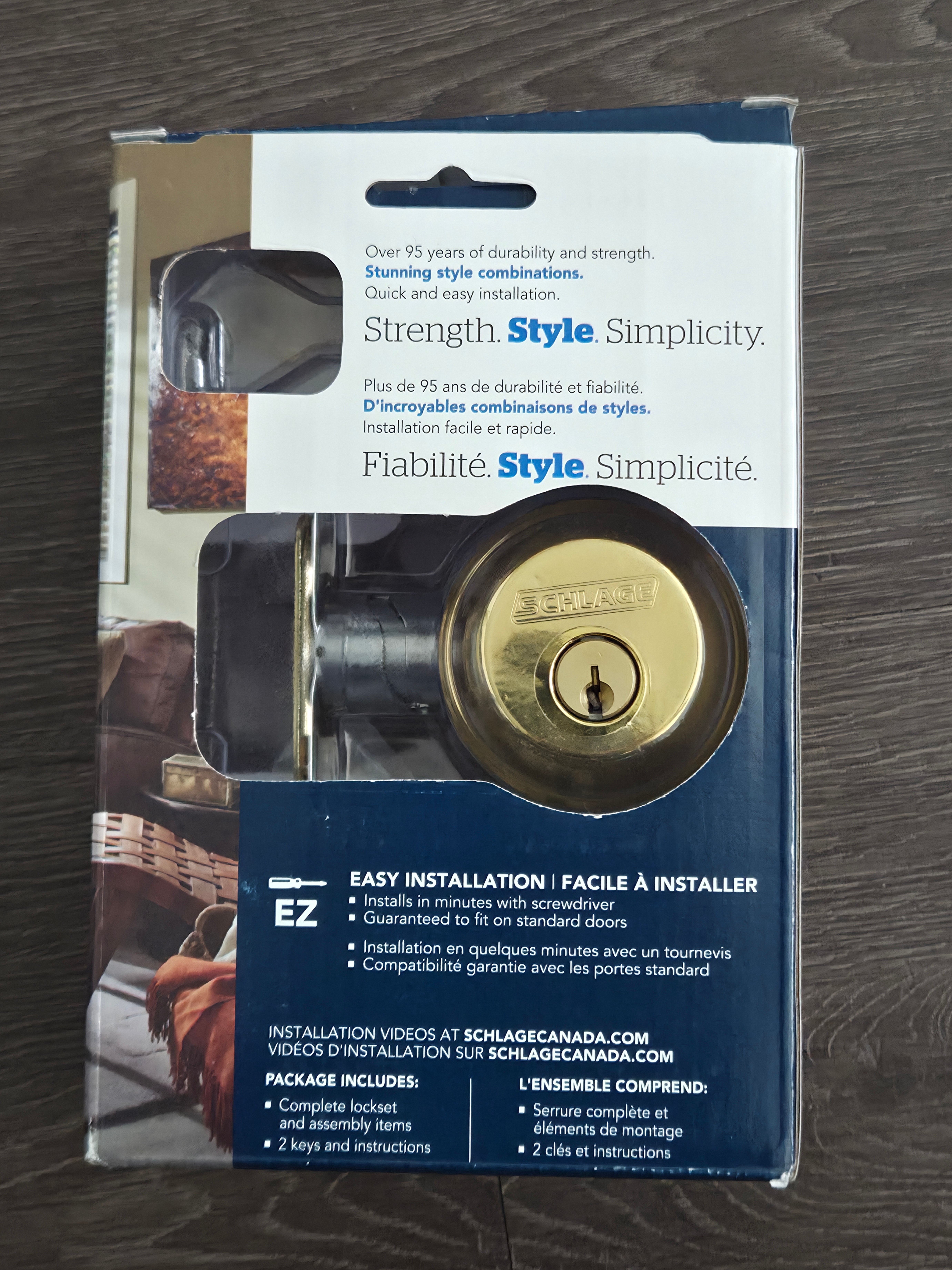 Brand New Schlage Single Cylinder Deadbolt – Bright Brass