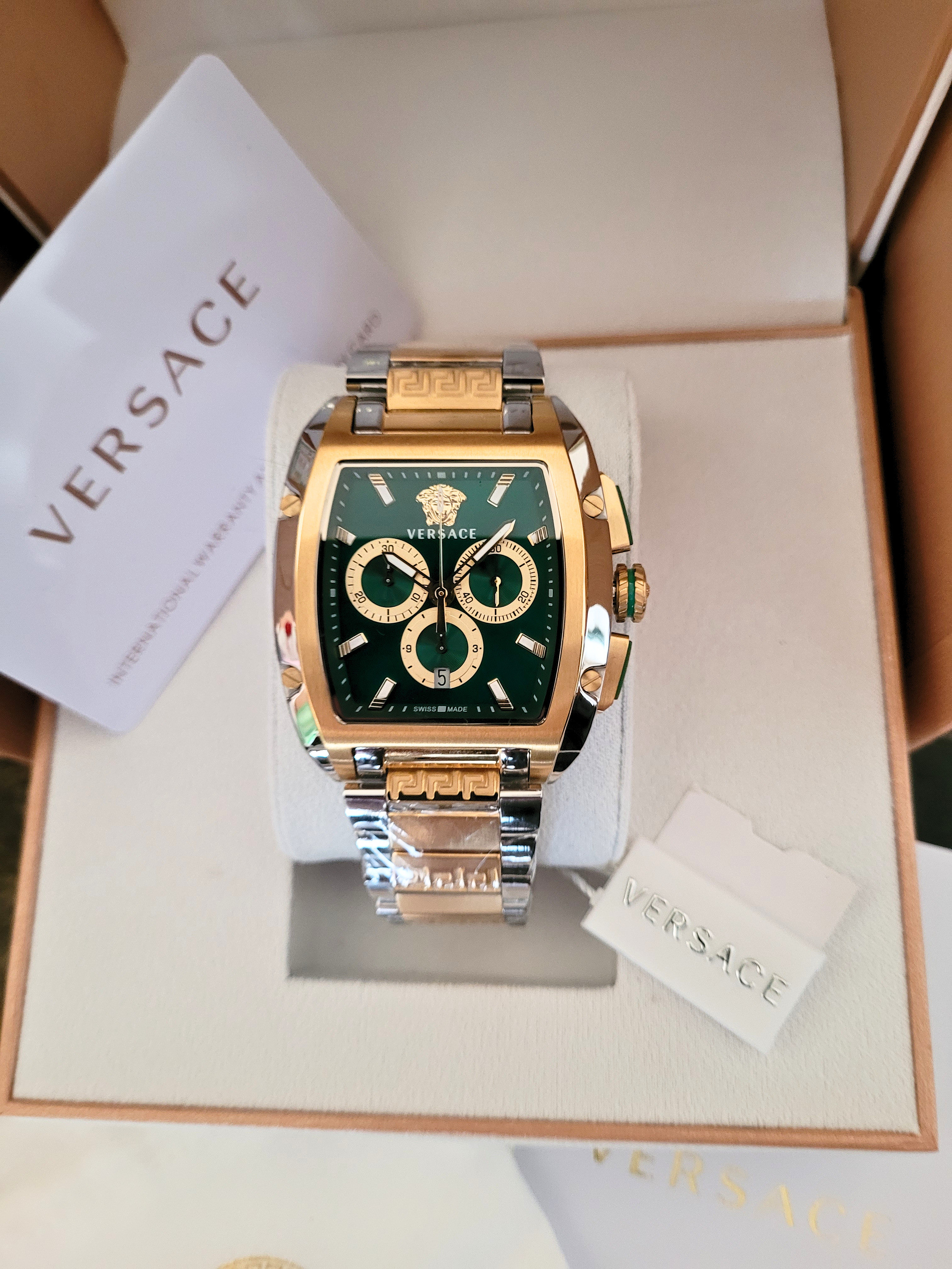 Versace Men's VE6H01125 Dominus Chronograph Green Dial Watch