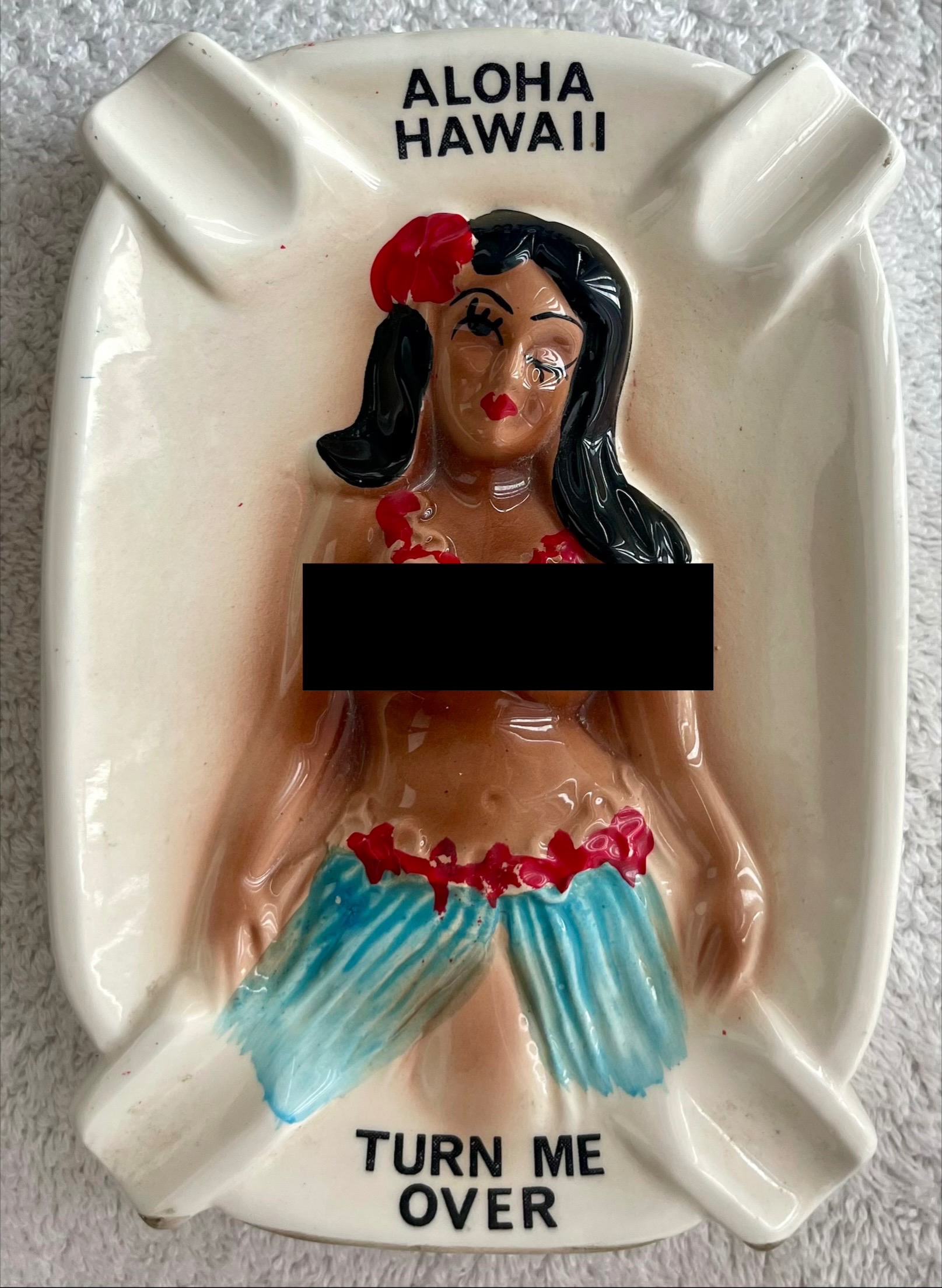 Vintage 1950s Hawaiian Hula Girl Ceramic Tray