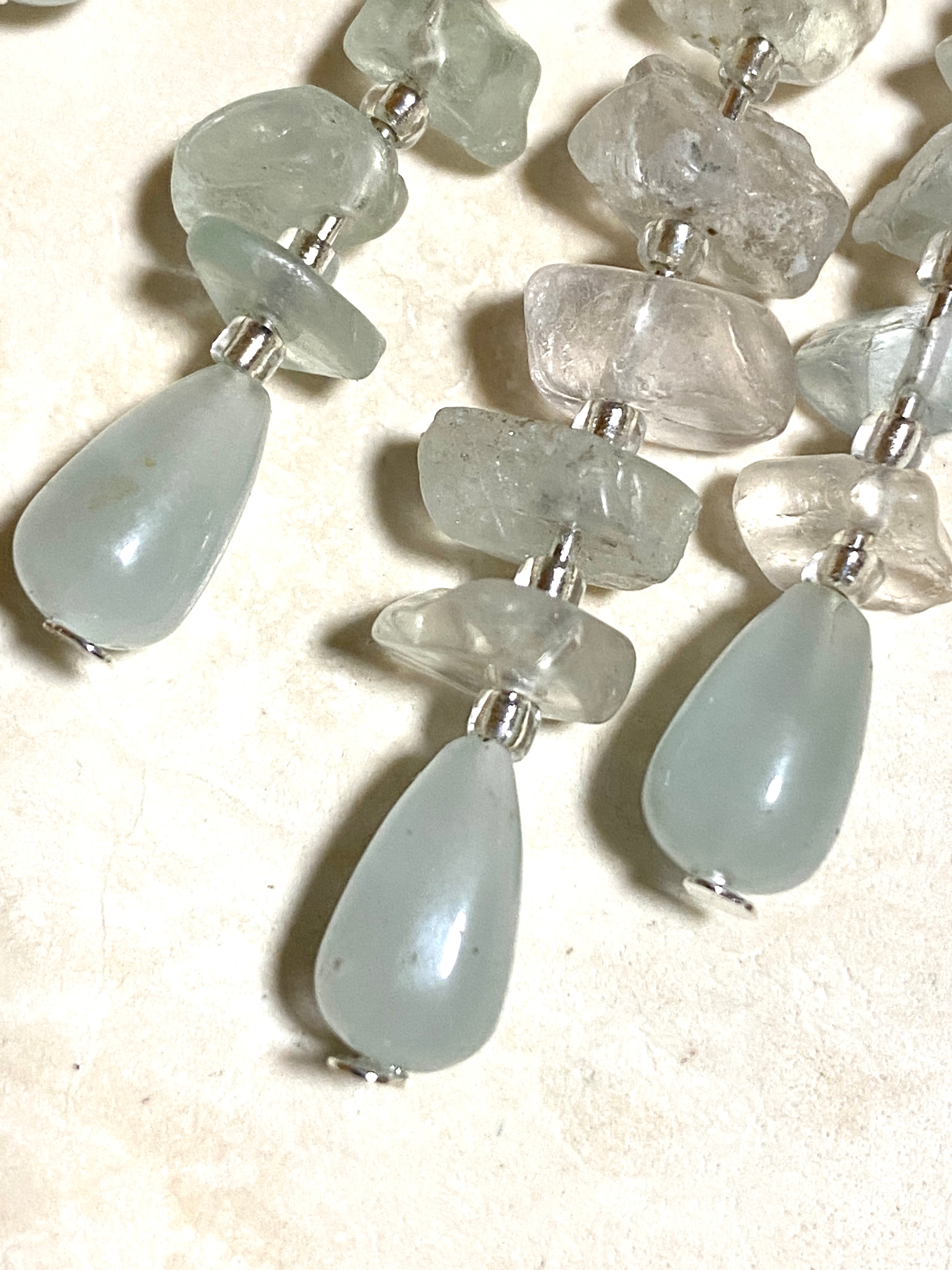 Light Green Fluorite Chalcedony Chandelier Earrings, 925 Hooks - photo 3