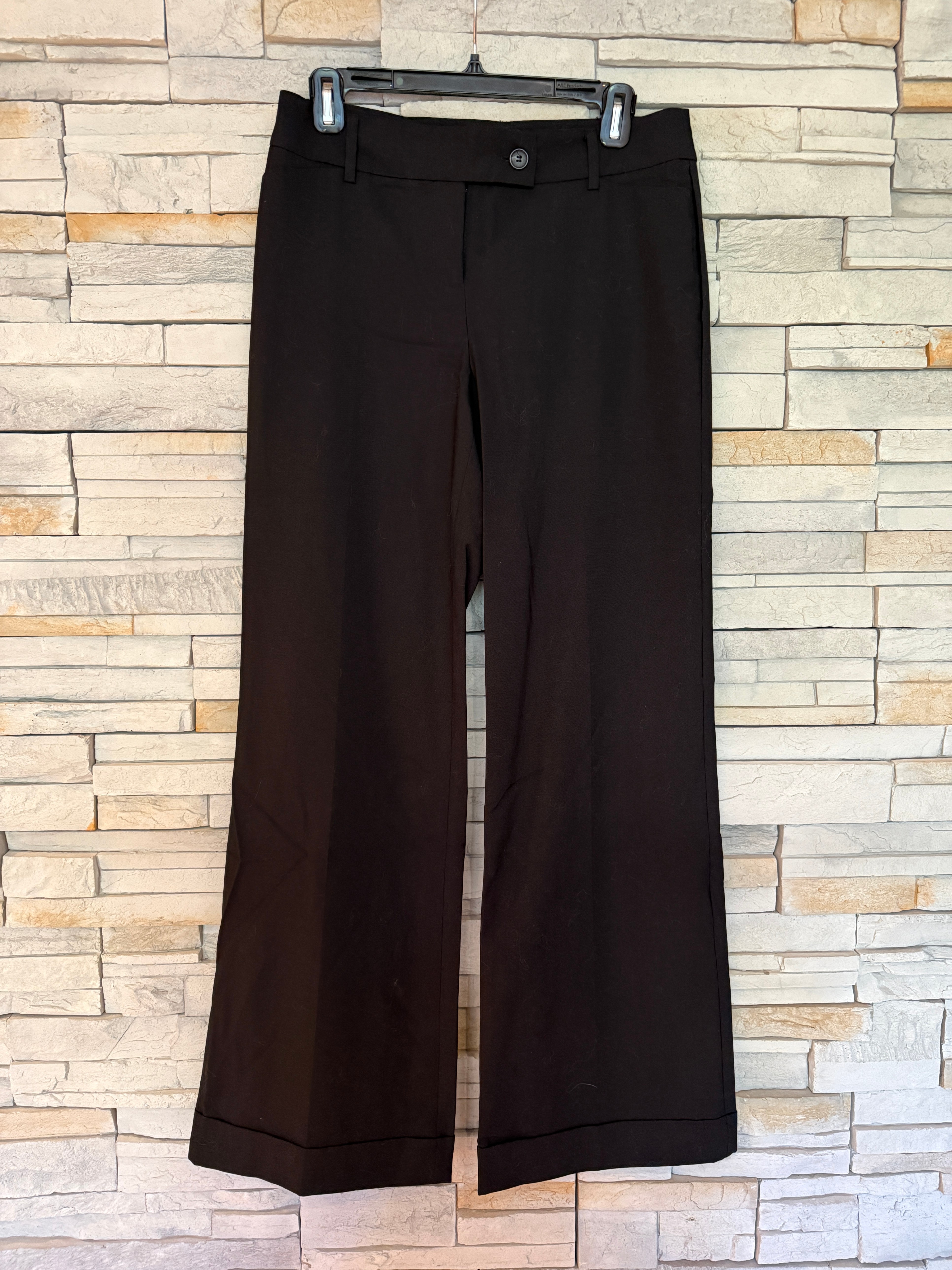 Le Chateau Black Wide Leg Trouser Pants Size 5/6 Cuffed Hem NWOT
