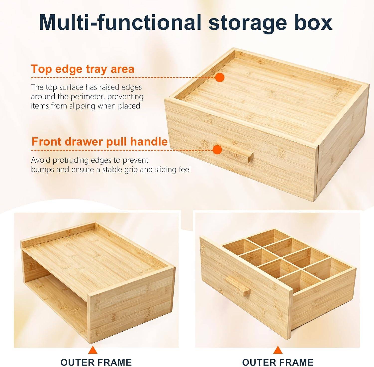 Bamboo Tea Bag Organizer Box with Drawer Oak - photo 4