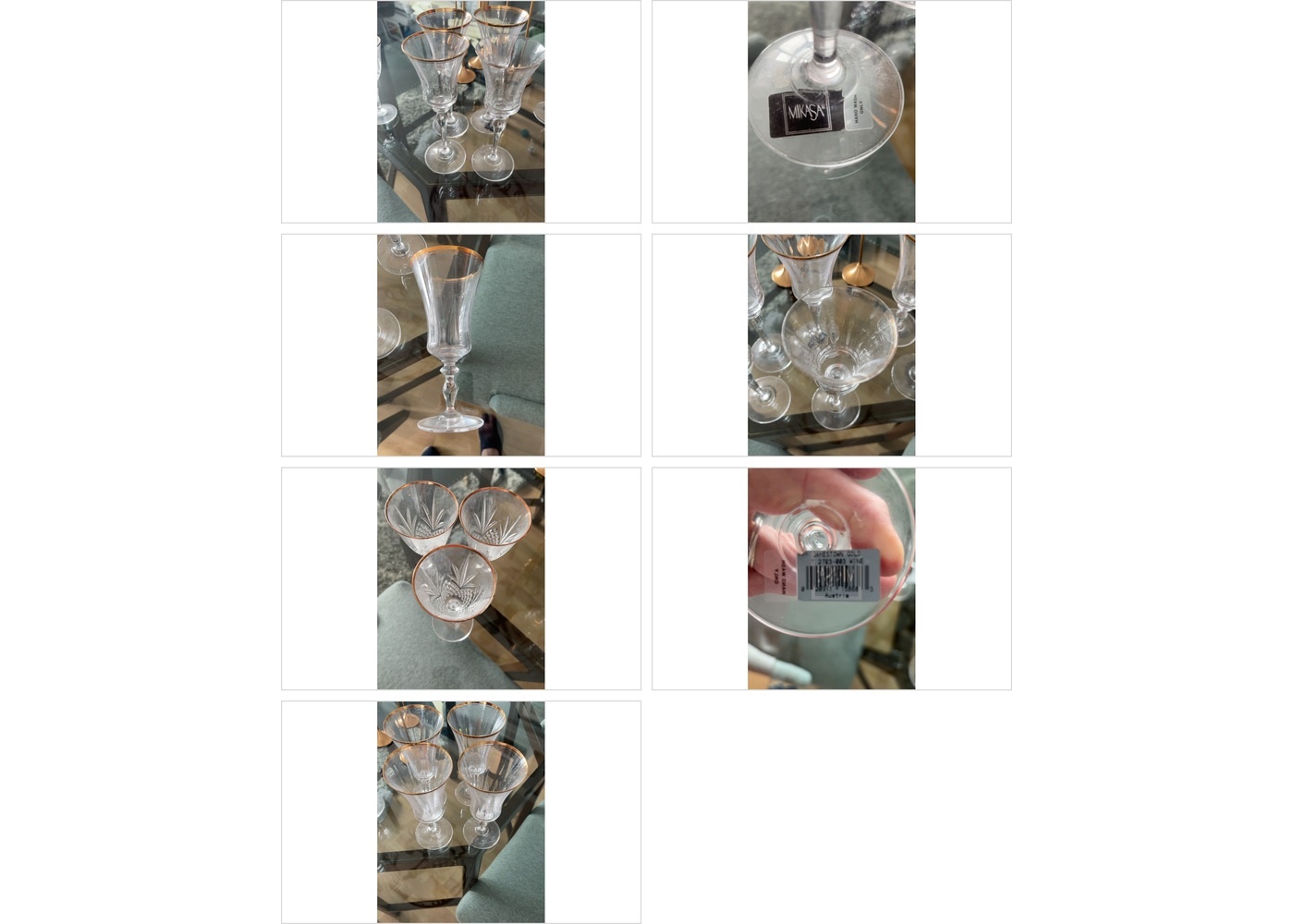 Mikasa Gold-Accent Glassware – $5 Each